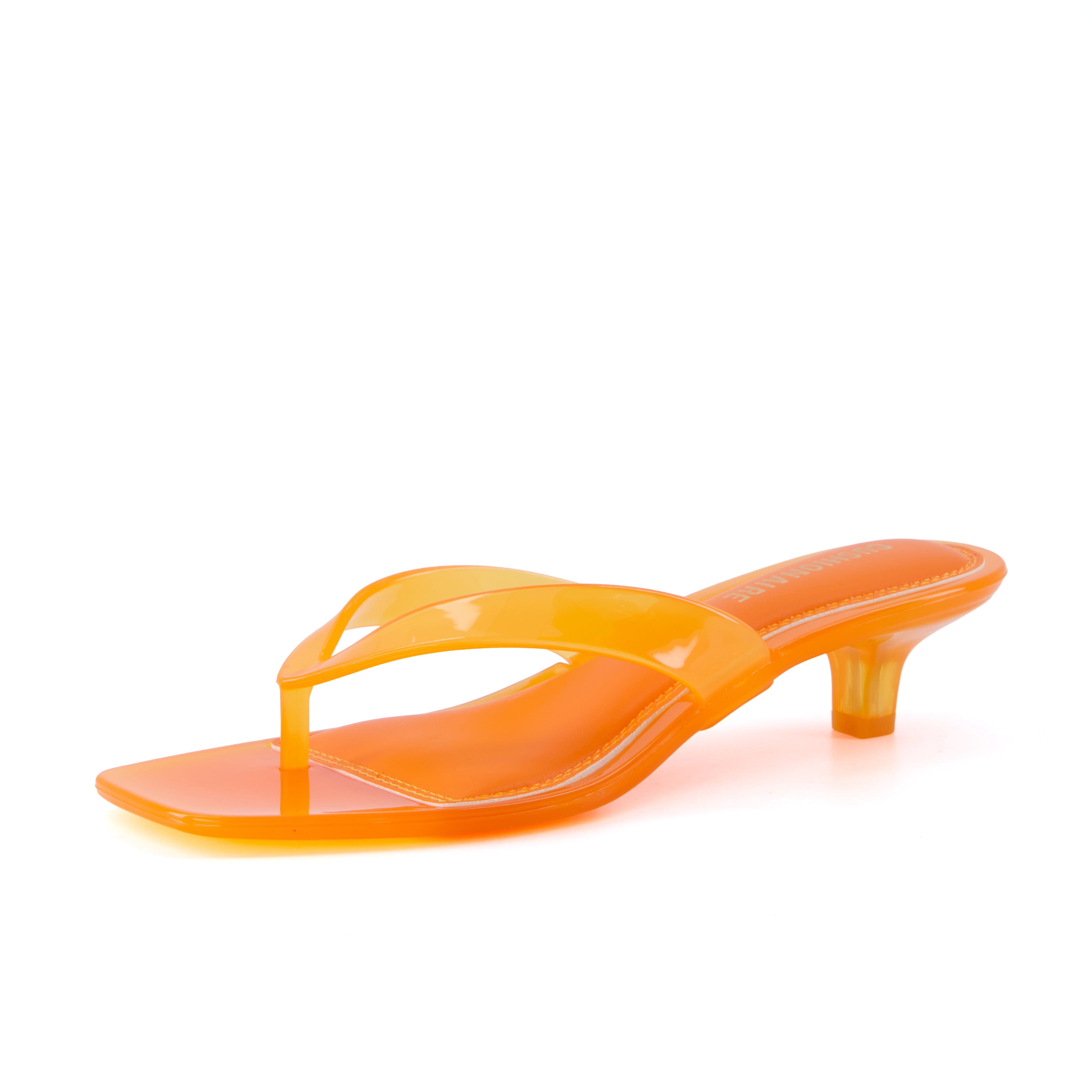 Riot Jelly Thong Kitten Heels Orange Medium