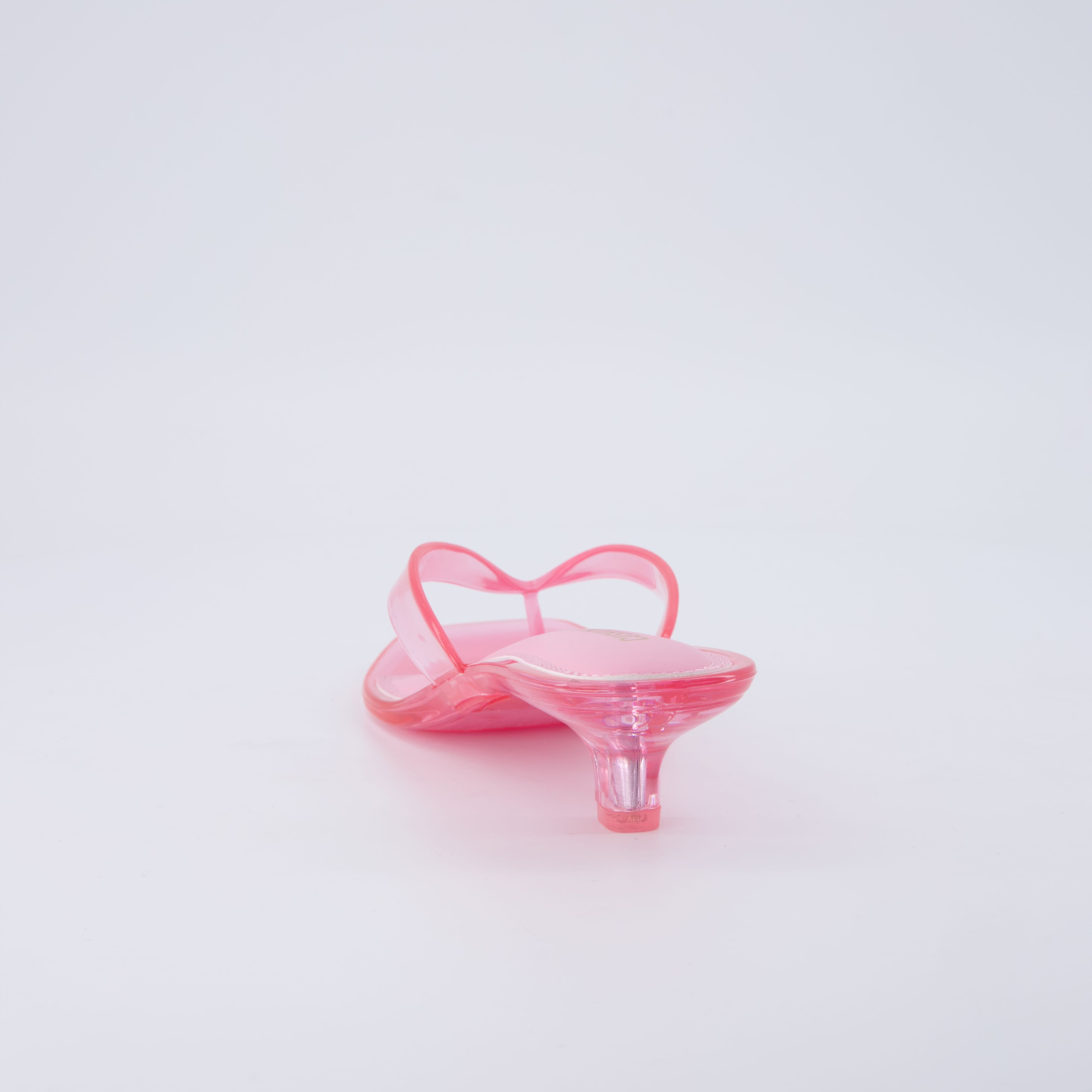 Riot Jelly Thong Kitten Heels Pink Medium