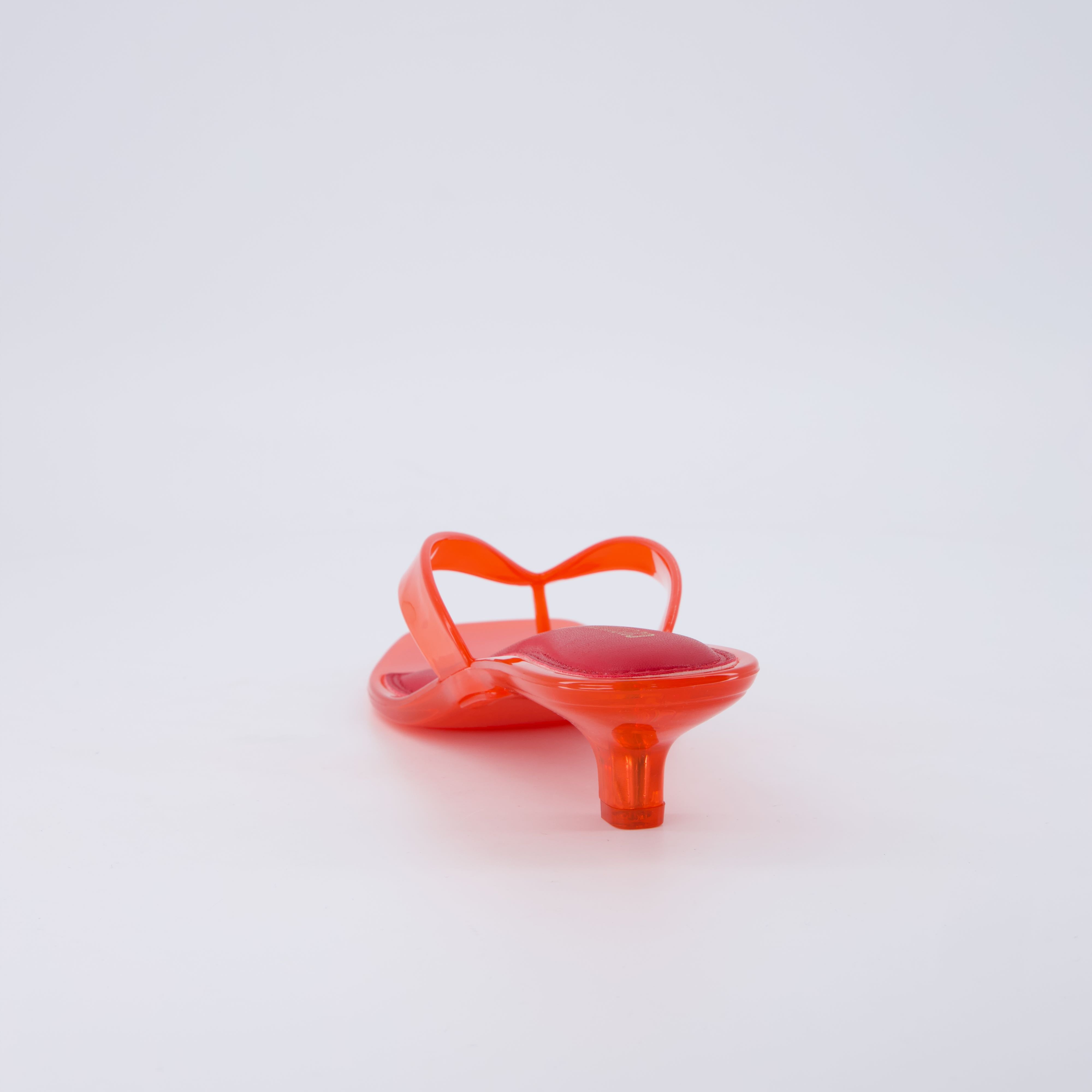 Riot Jelly Thong Kitten Heels Red Medium