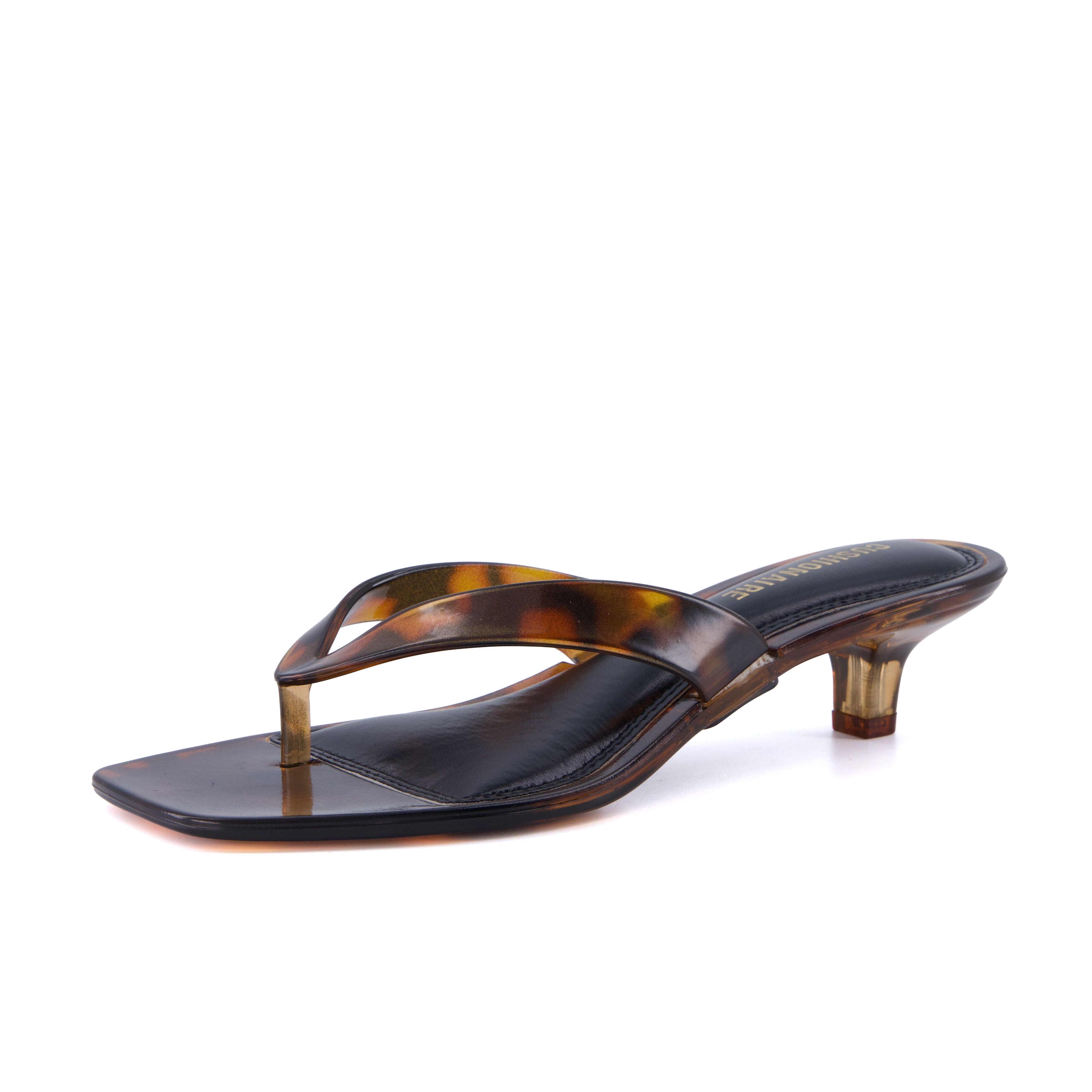 Riot Jelly Thong Kitten Heels Tortoise Medium