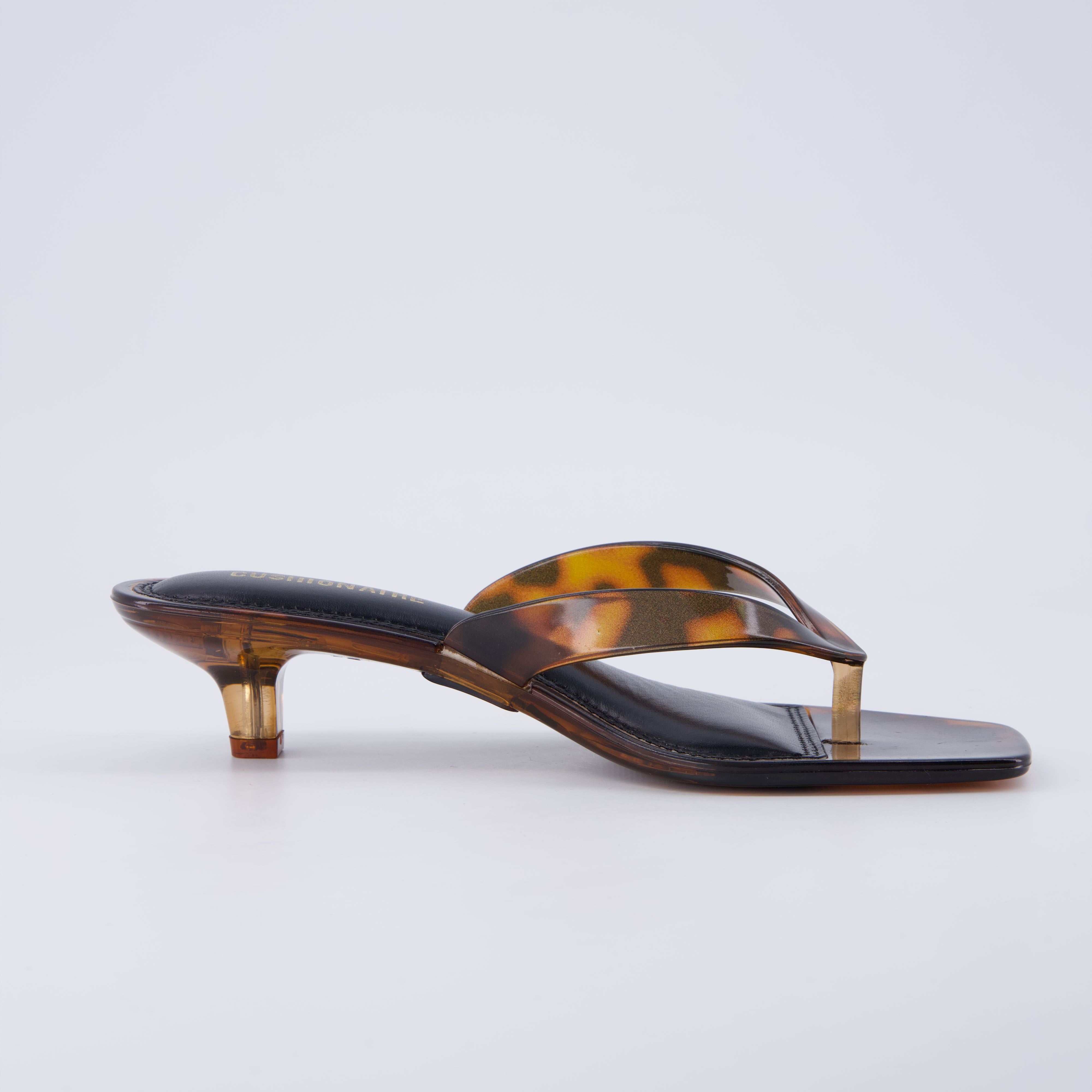 Riot Jelly Thong Kitten Heels Tortoise Medium