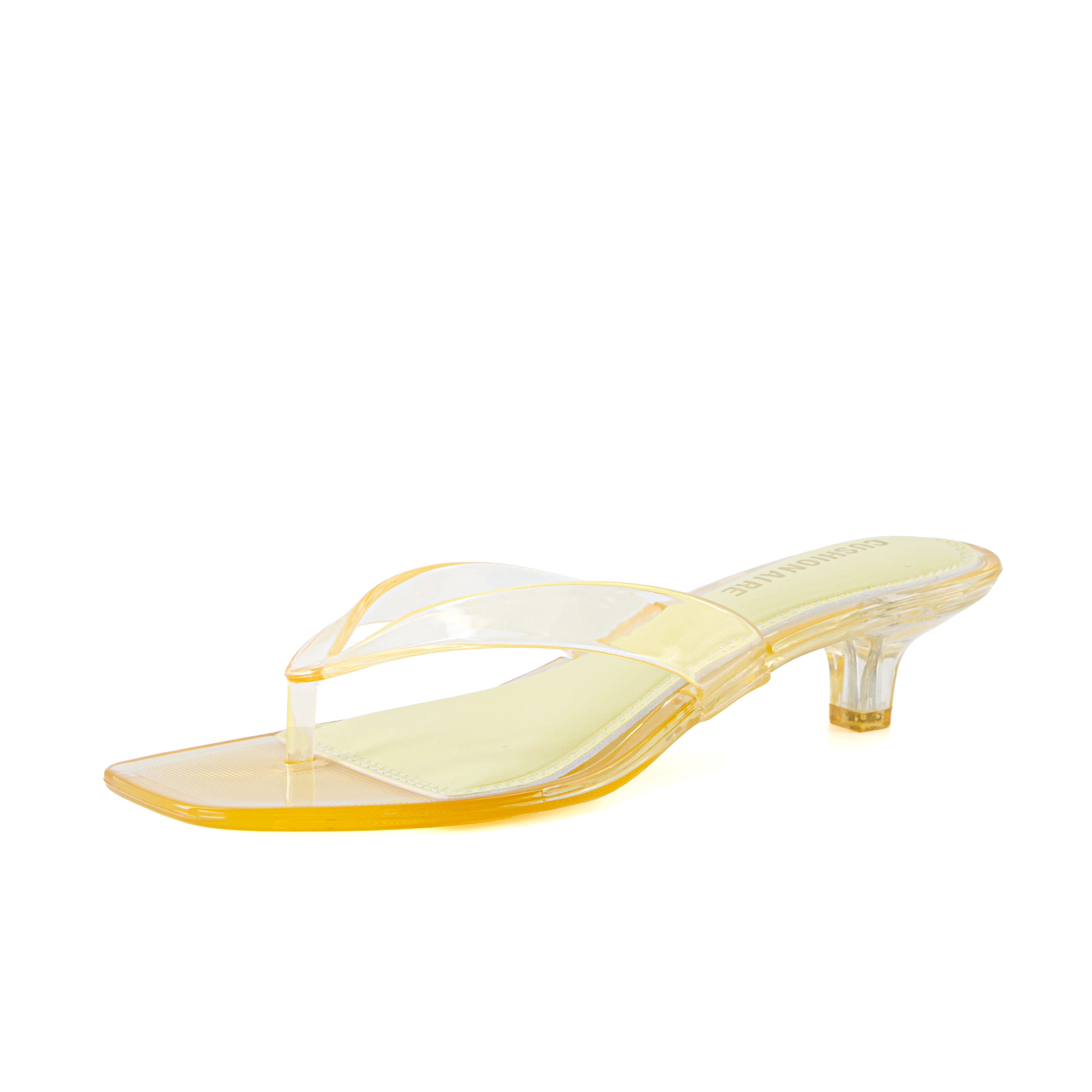 Riot Jelly Thong Kitten Heels Yellow Medium