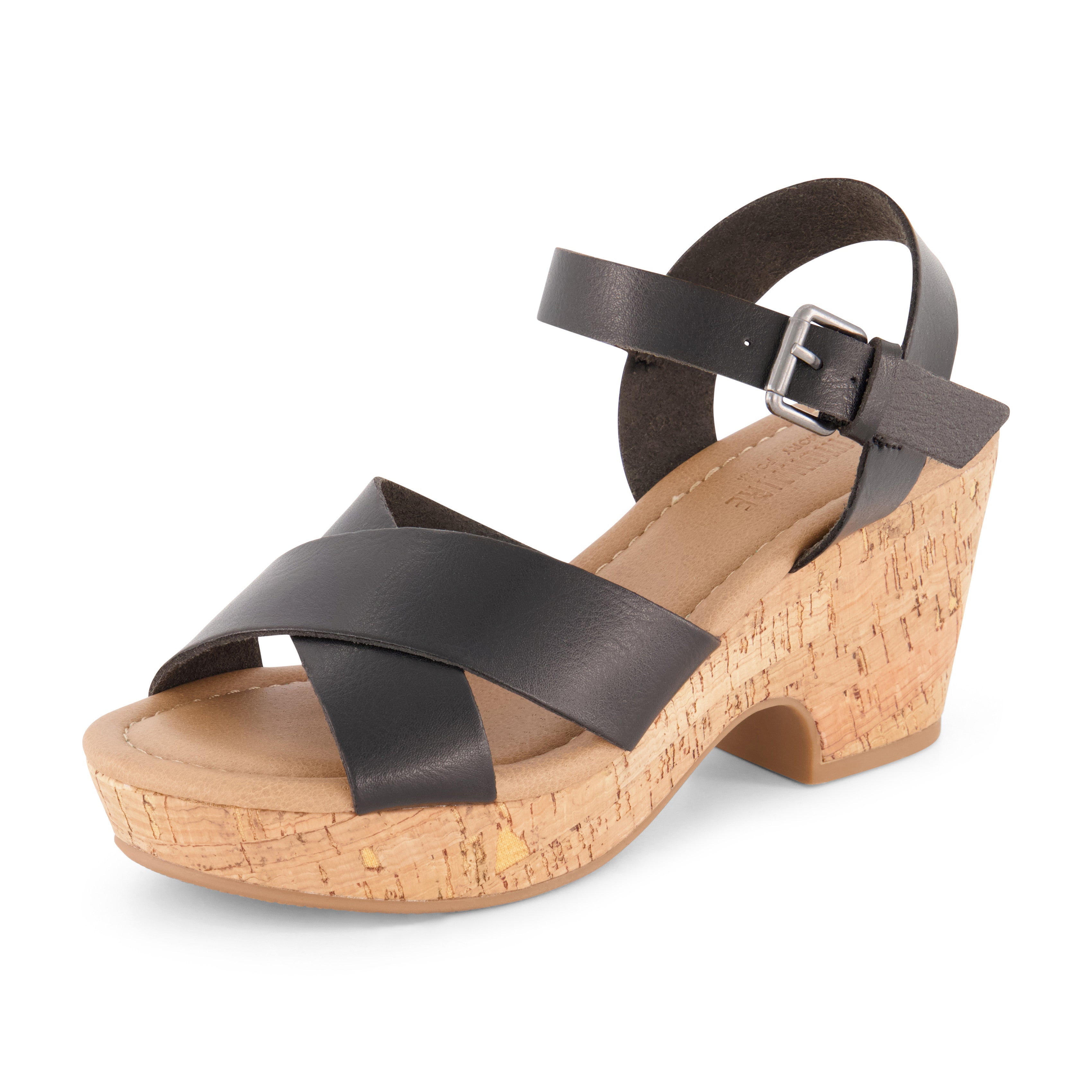 Rosie Cork Wedge Sandal Black