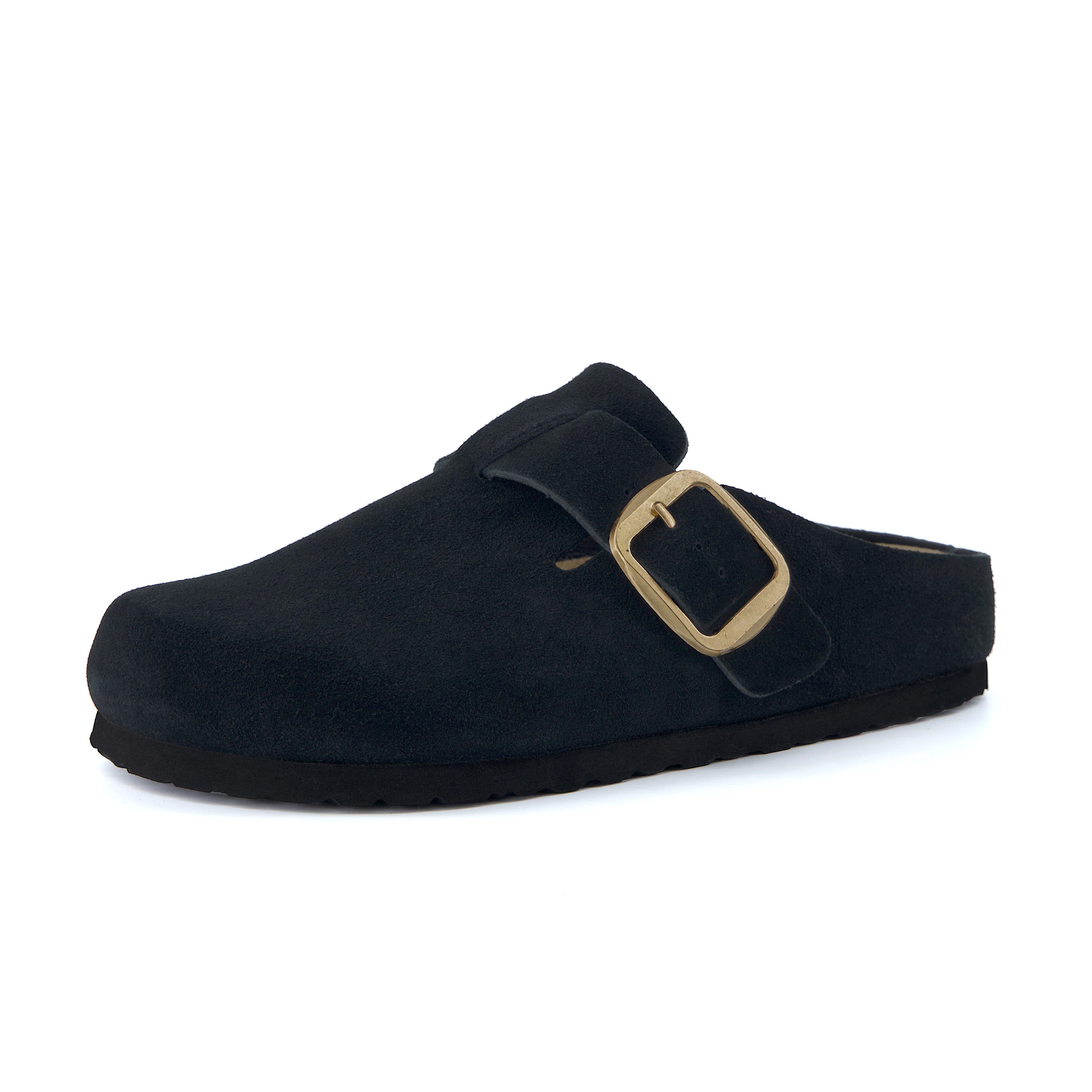 Rusty Leather Clogs Black