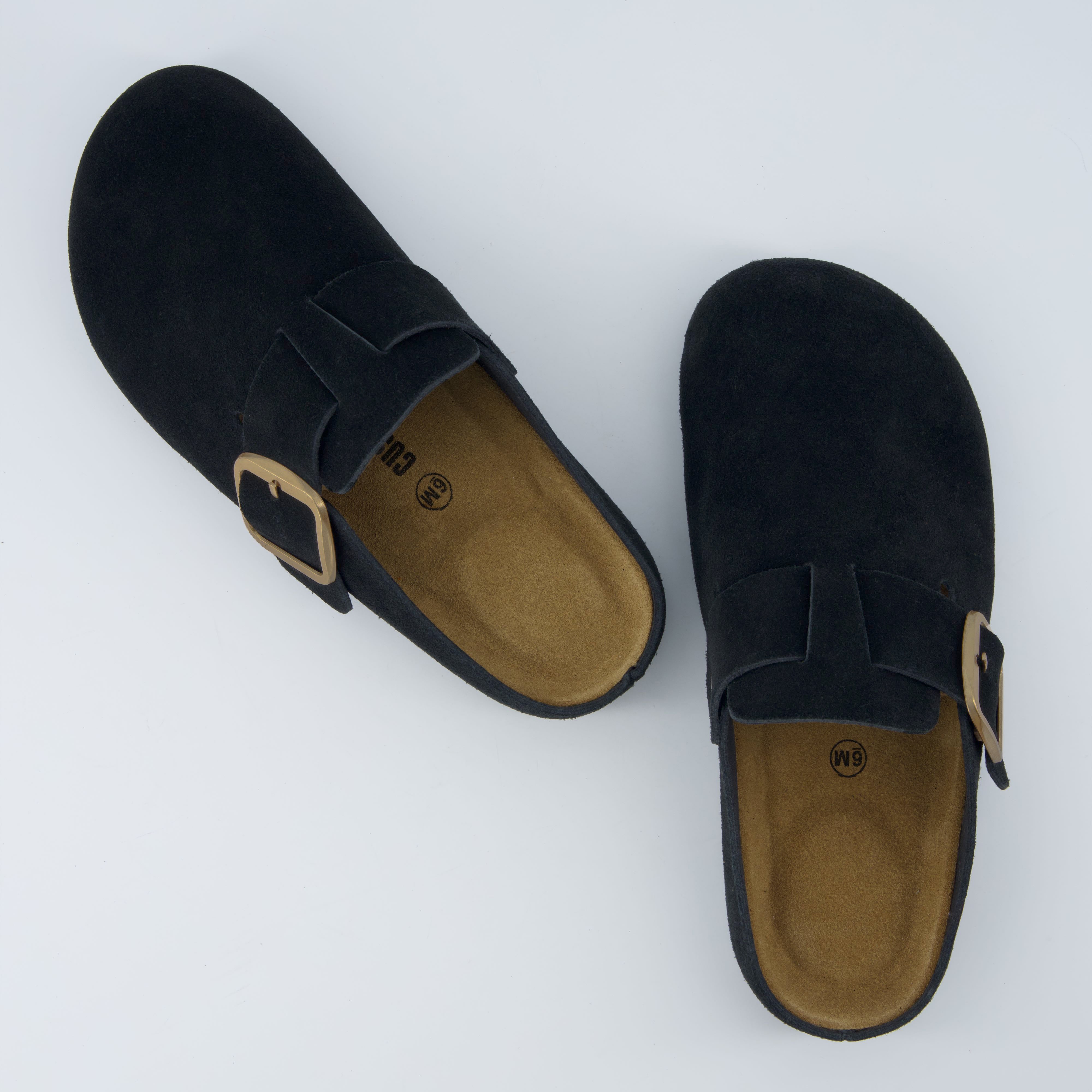 Rusty Leather Clogs Black