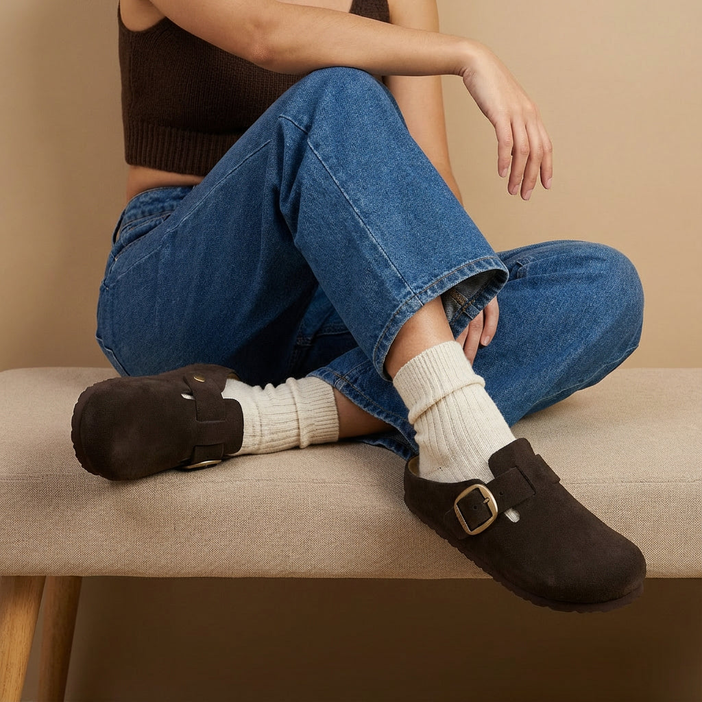 Rusty Leather Clogs Chocolate