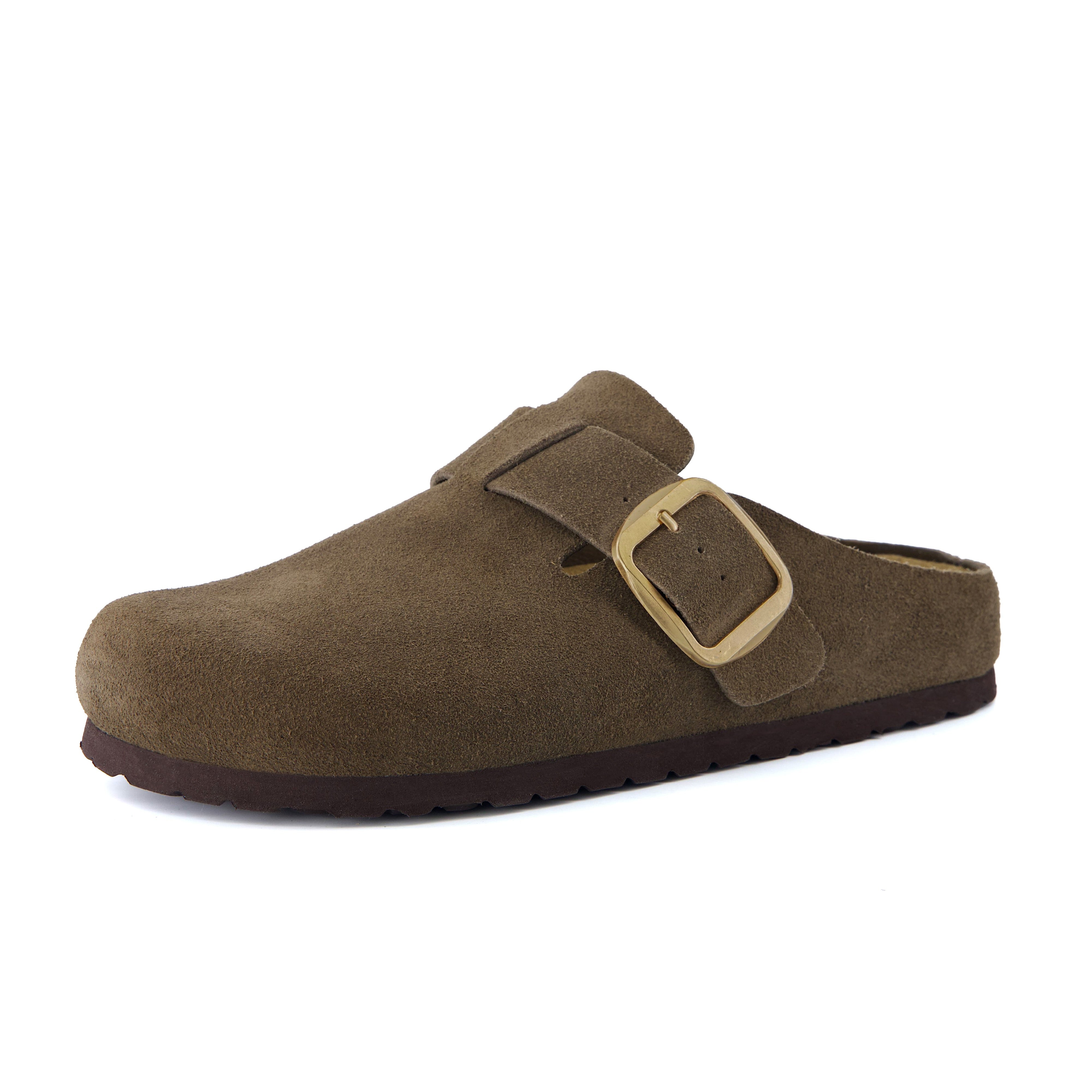 Rusty Leather Clogs Dark Taupe
