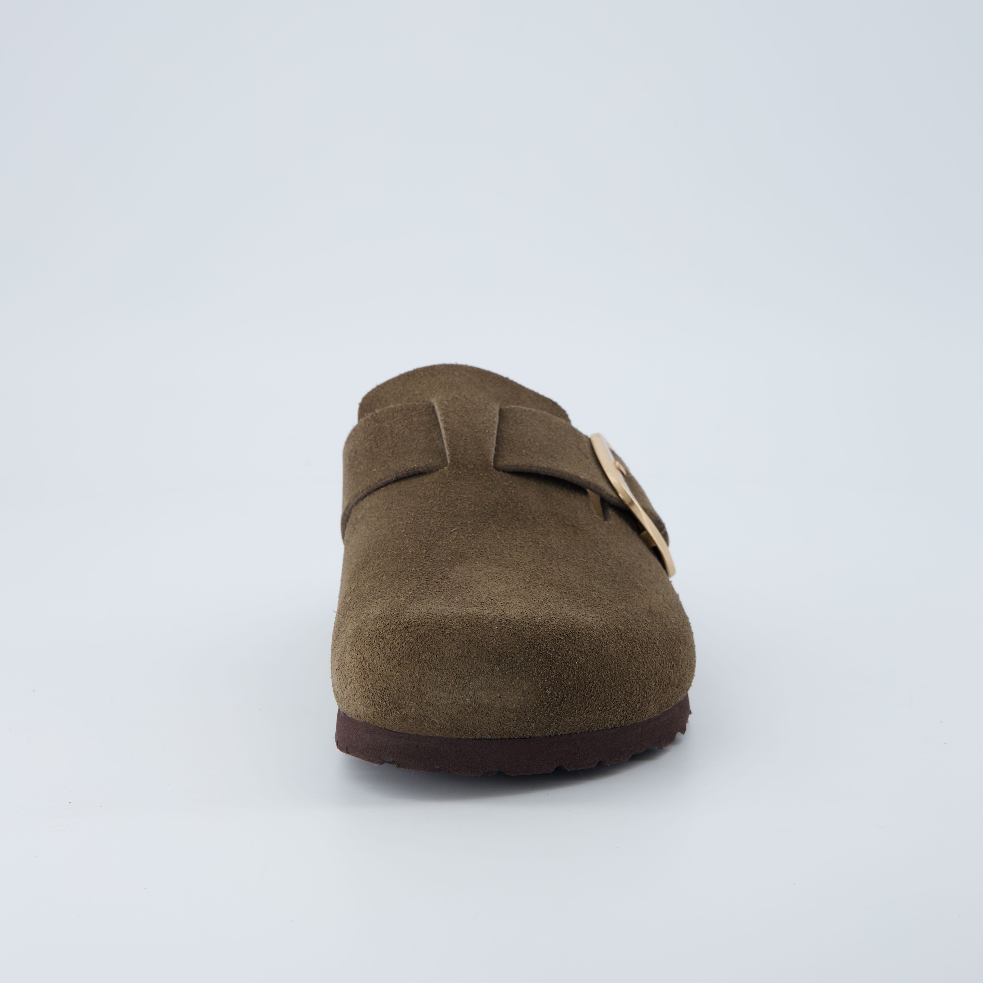 Rusty Leather Clogs Dark Taupe