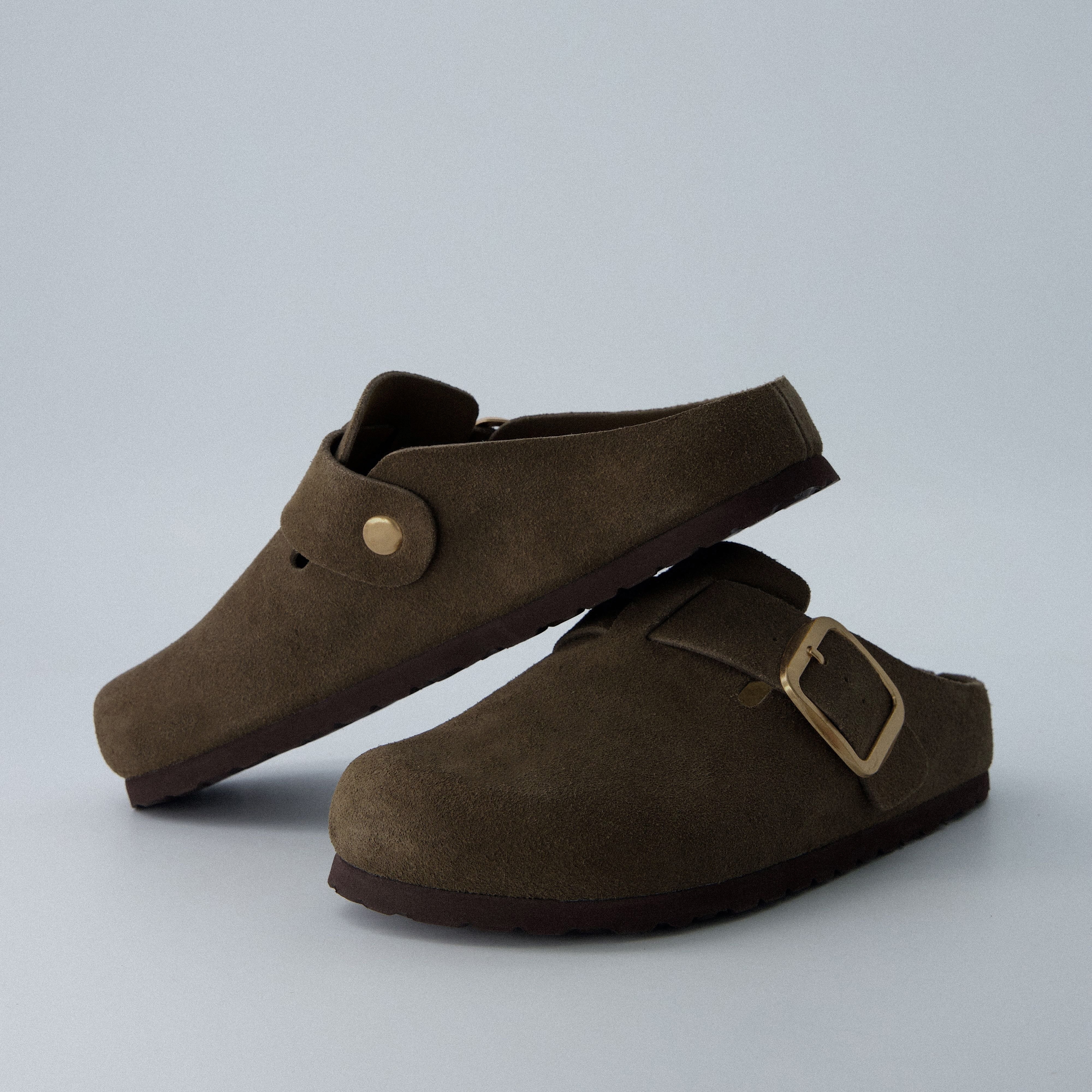 Rusty Leather Clogs Dark Taupe