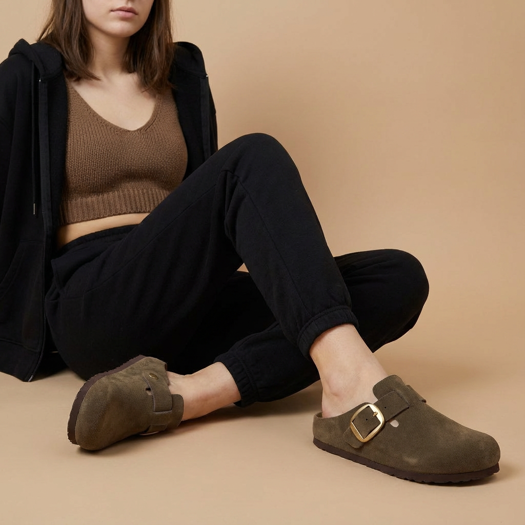 Rusty Leather Clogs Dark Taupe