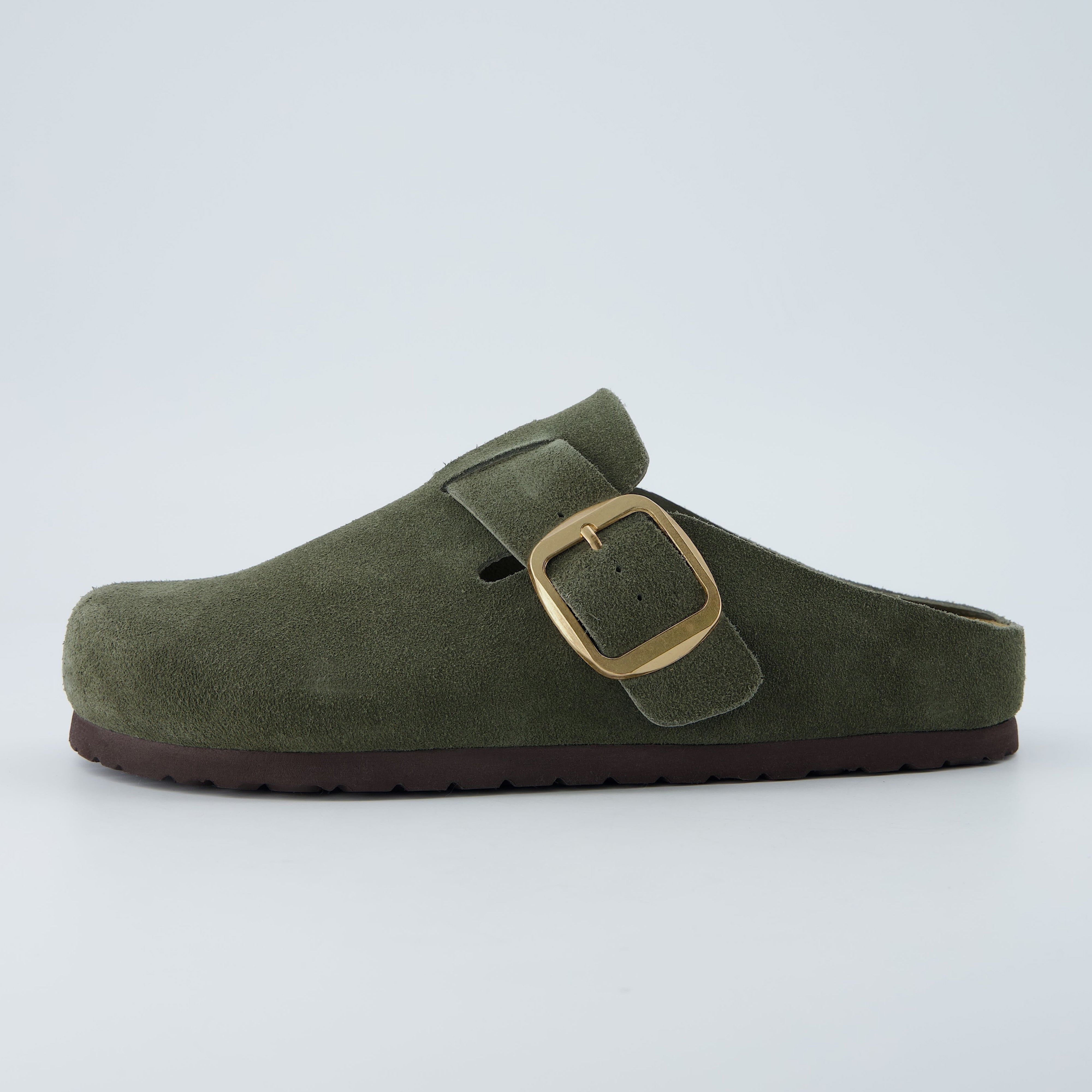 Rusty Leather Clogs Khaki
