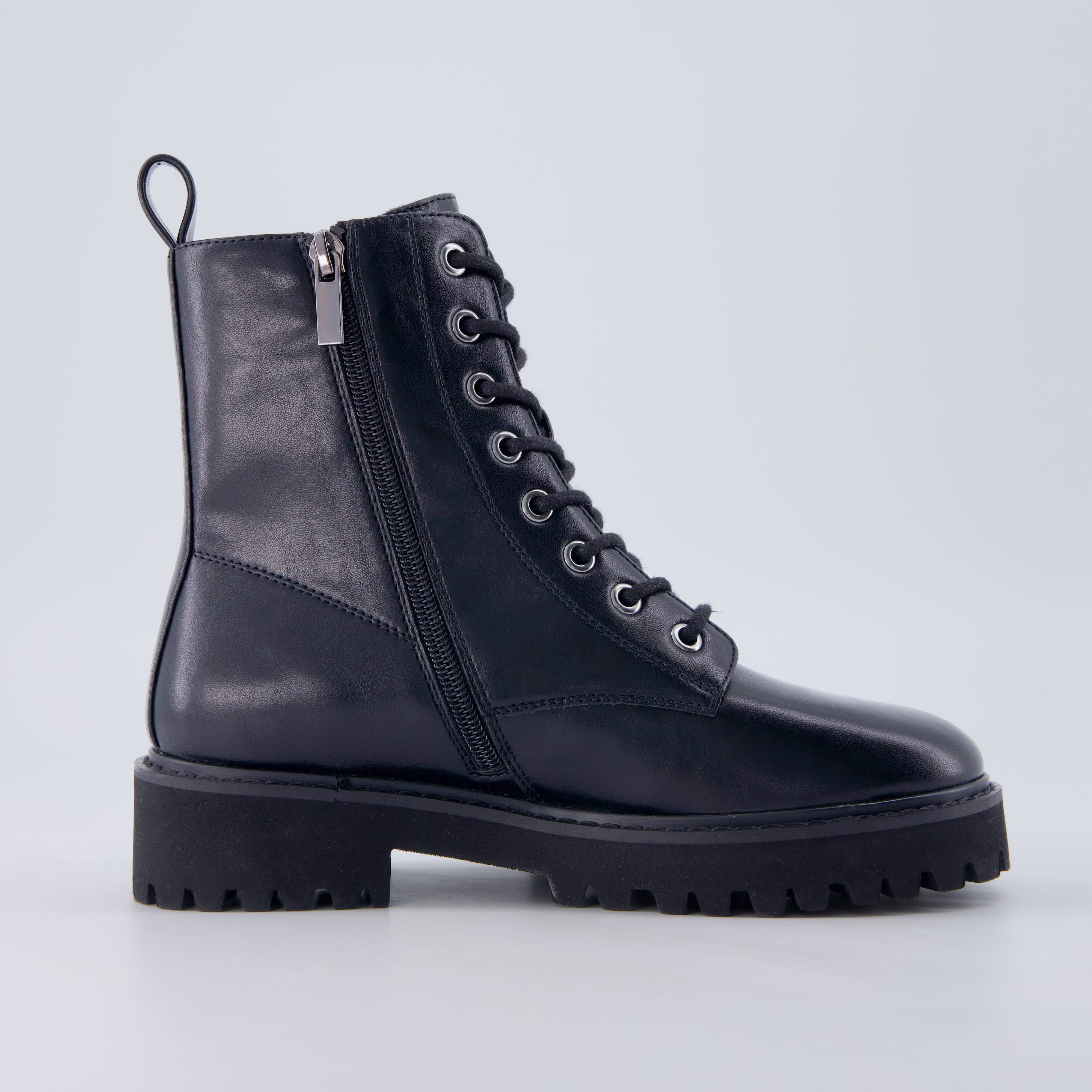 Ryker Vegan Leather Combat Boots Black Medium