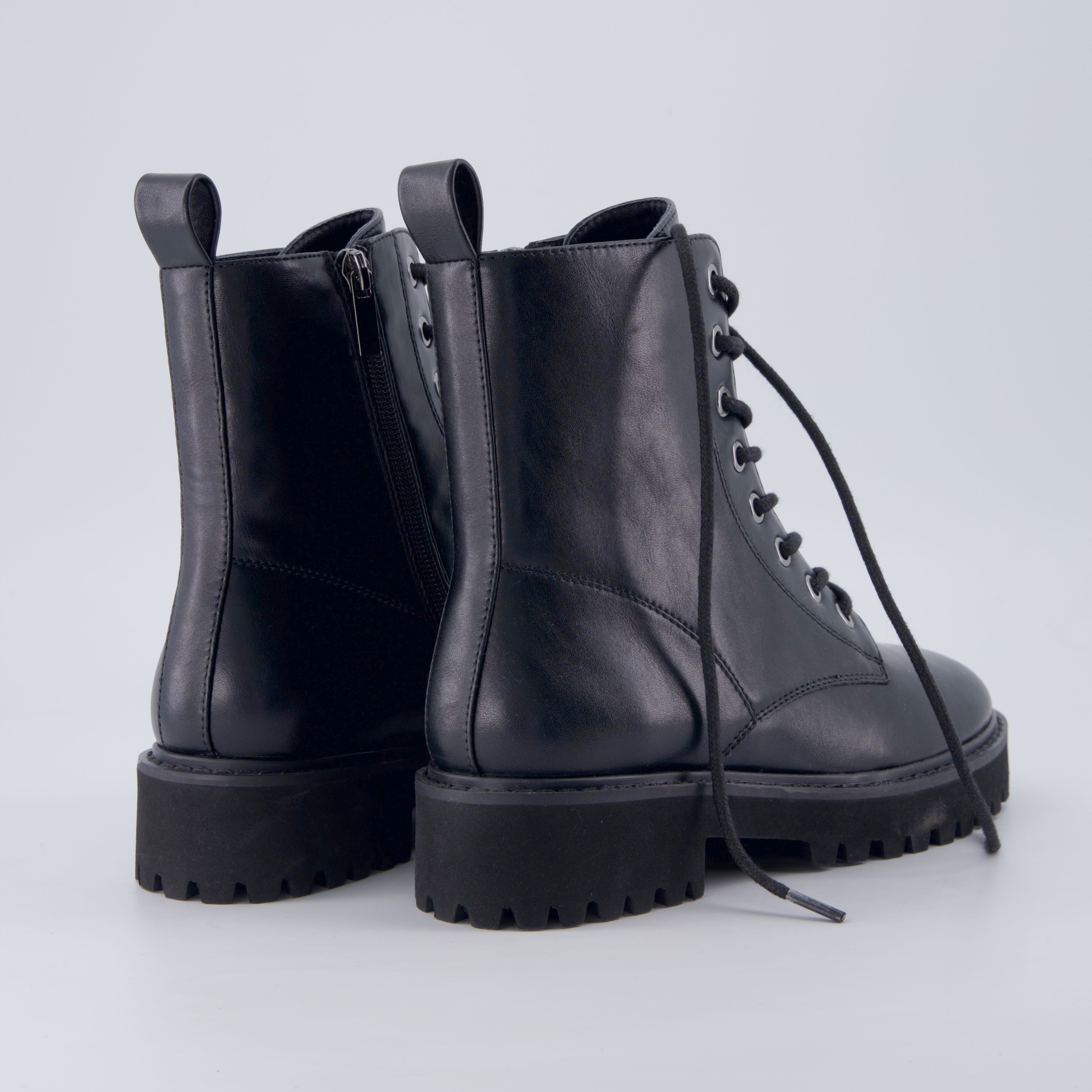 Ryker Vegan Leather Combat Boots Black Medium