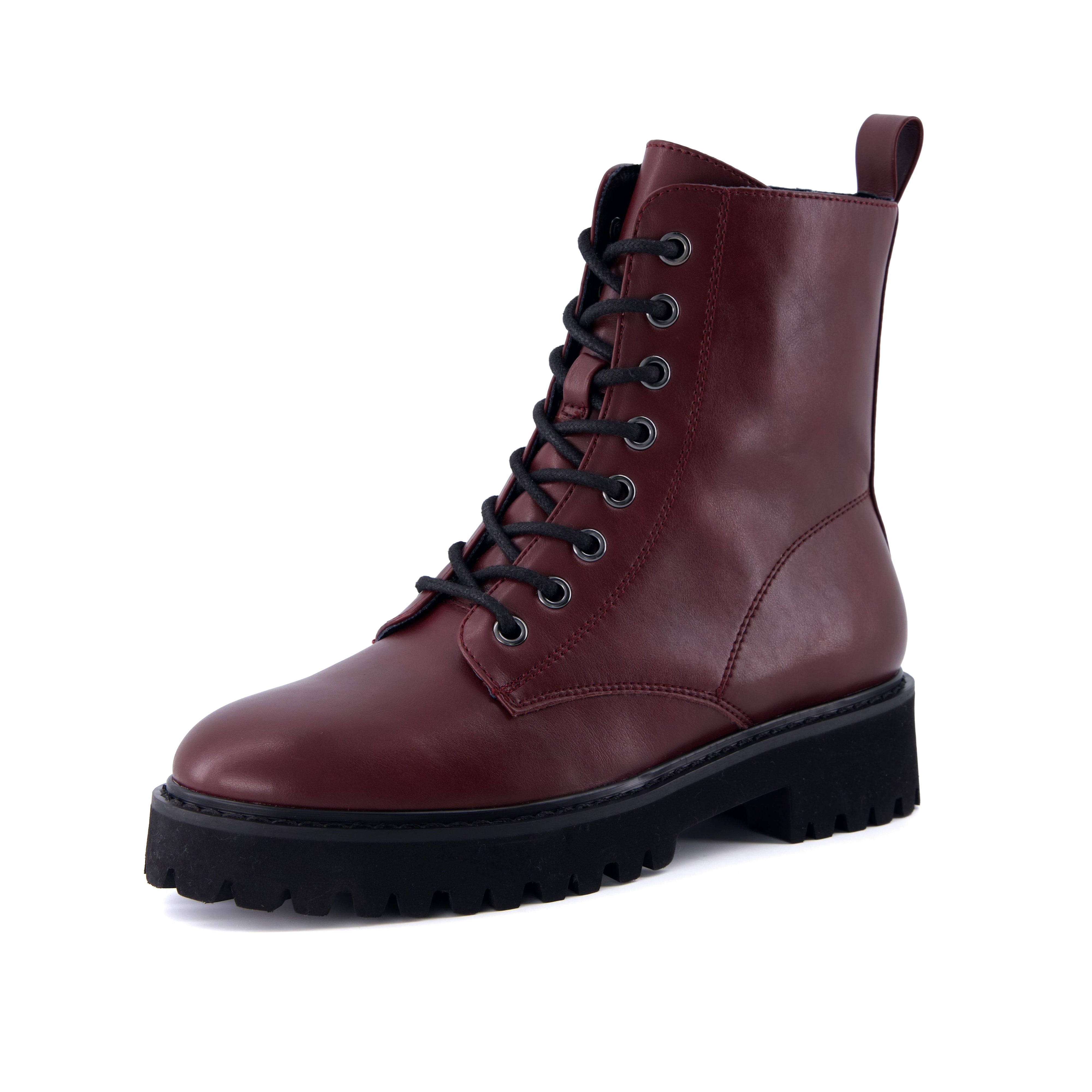 Ryker Vegan Leather Combat Boots Burgundy Medium