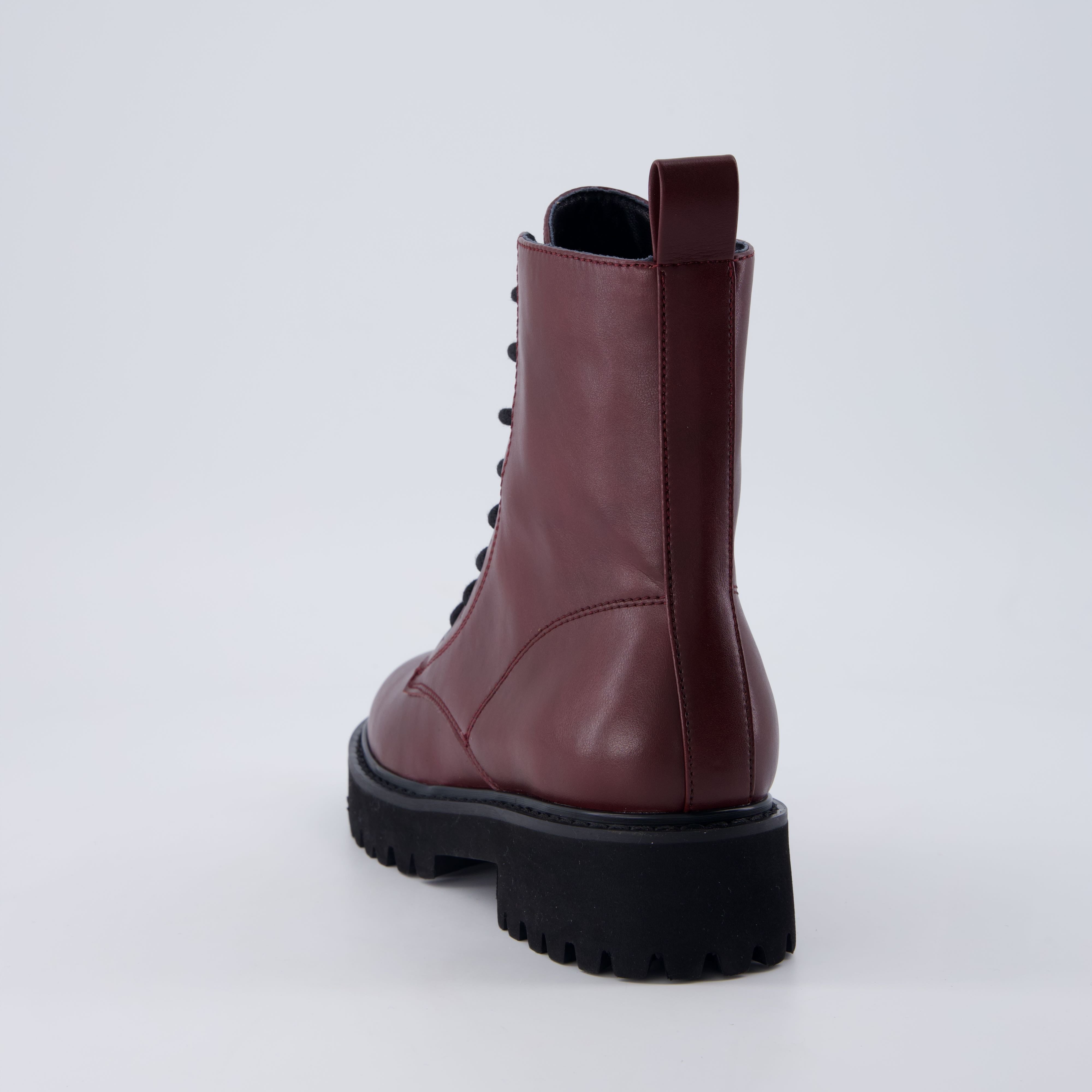 Ryker Vegan Leather Combat Boots Burgundy Medium