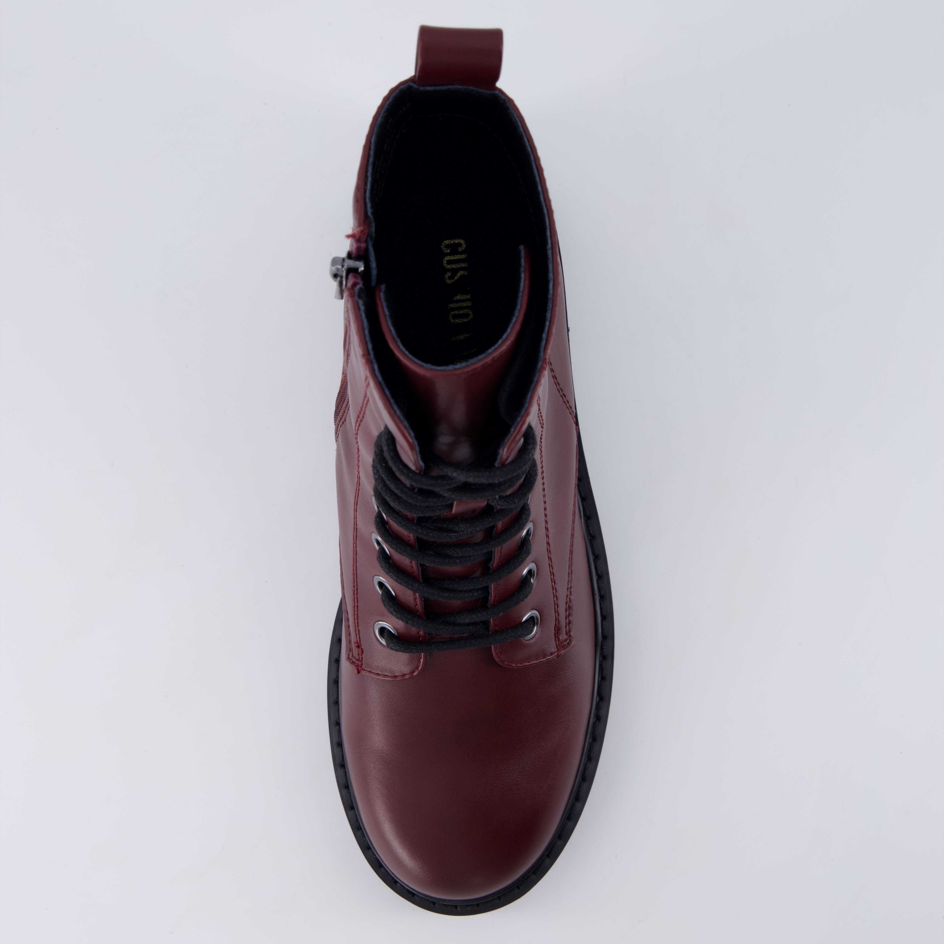 Ryker Vegan Leather Combat Boots Burgundy Medium