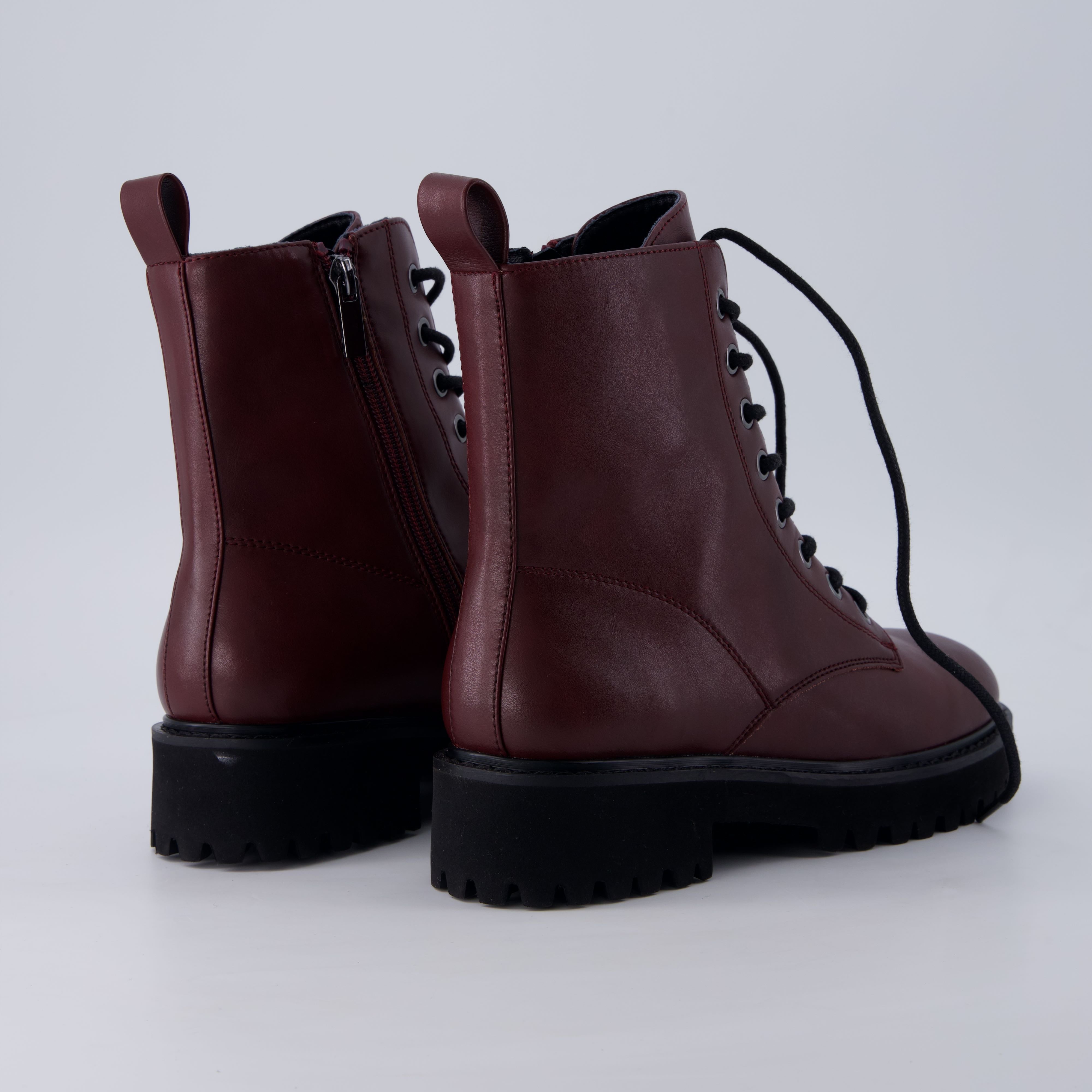 Ryker Vegan Leather Combat Boots Burgundy Medium