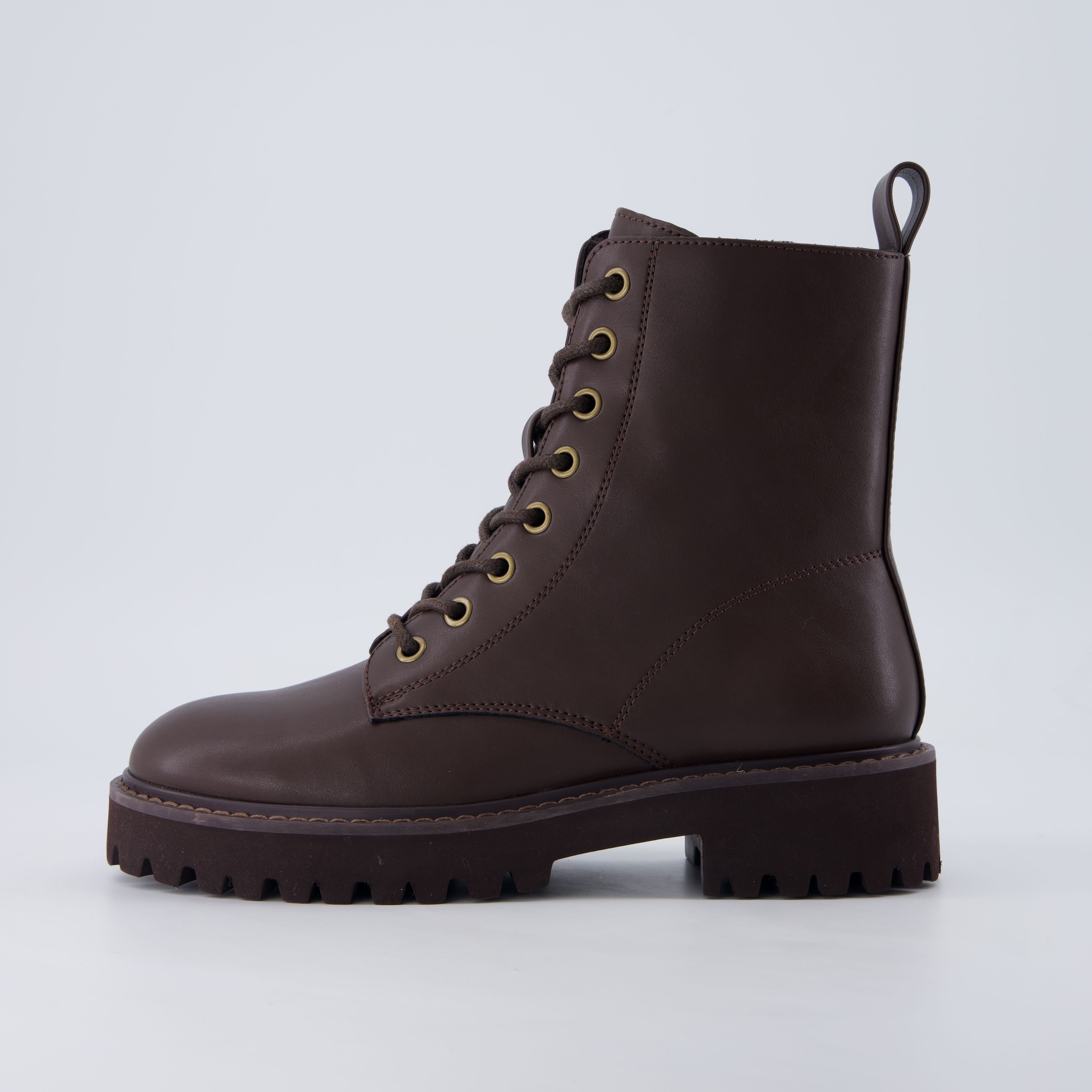 Ryker Vegan Leather Combat Boots Brown Medium