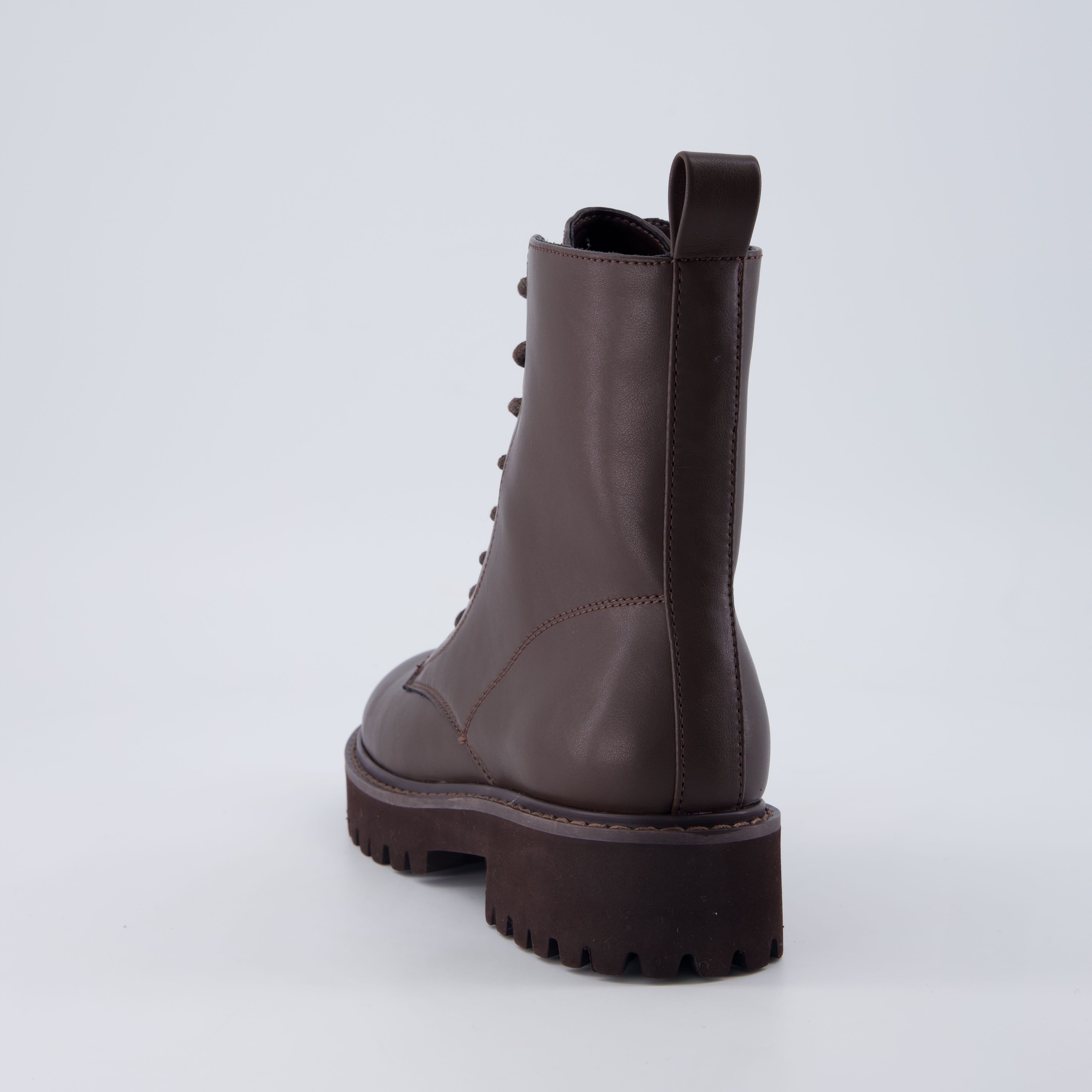 Ryker Vegan Leather Combat Boots Brown Medium