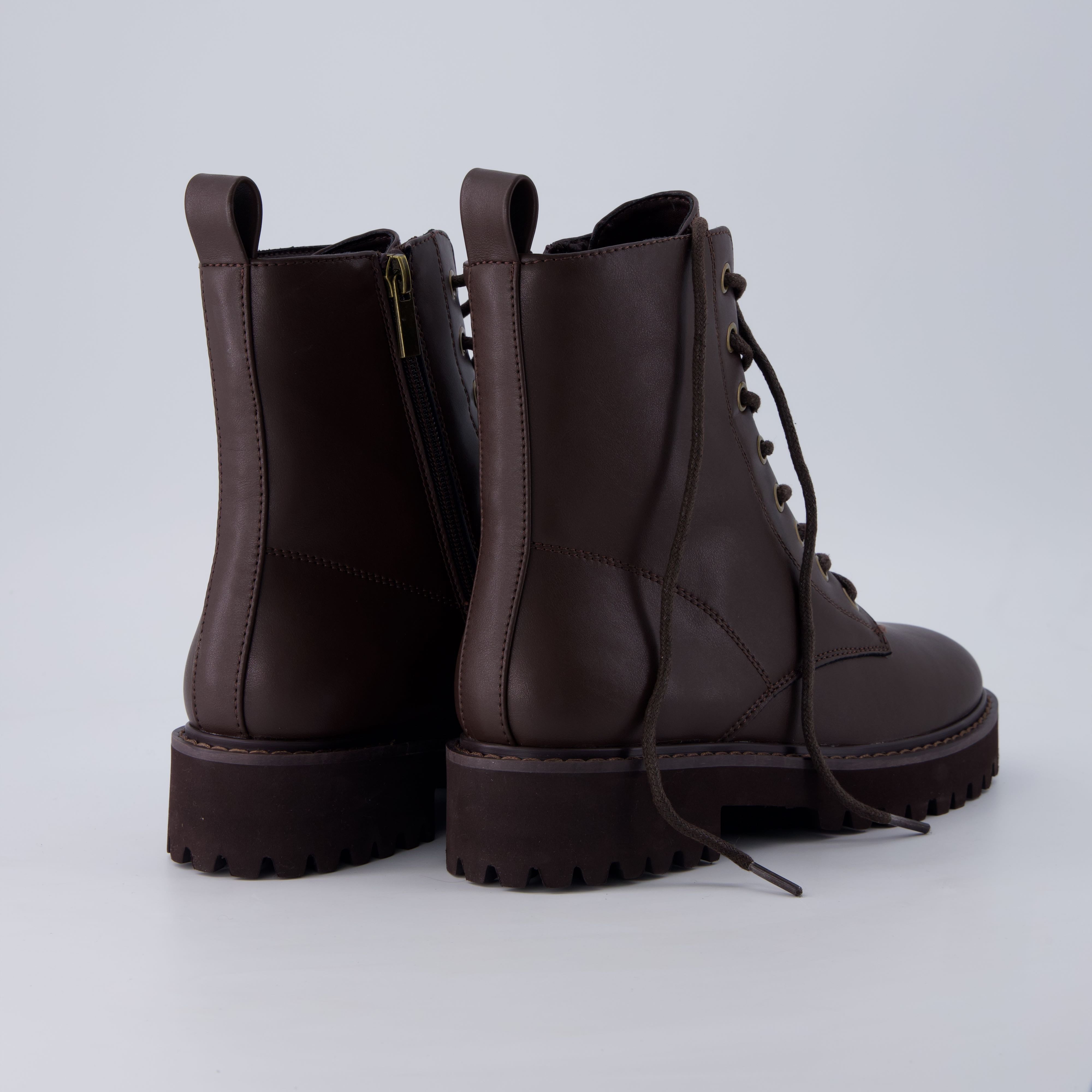 Ryker Vegan Leather Combat Boots Brown Medium
