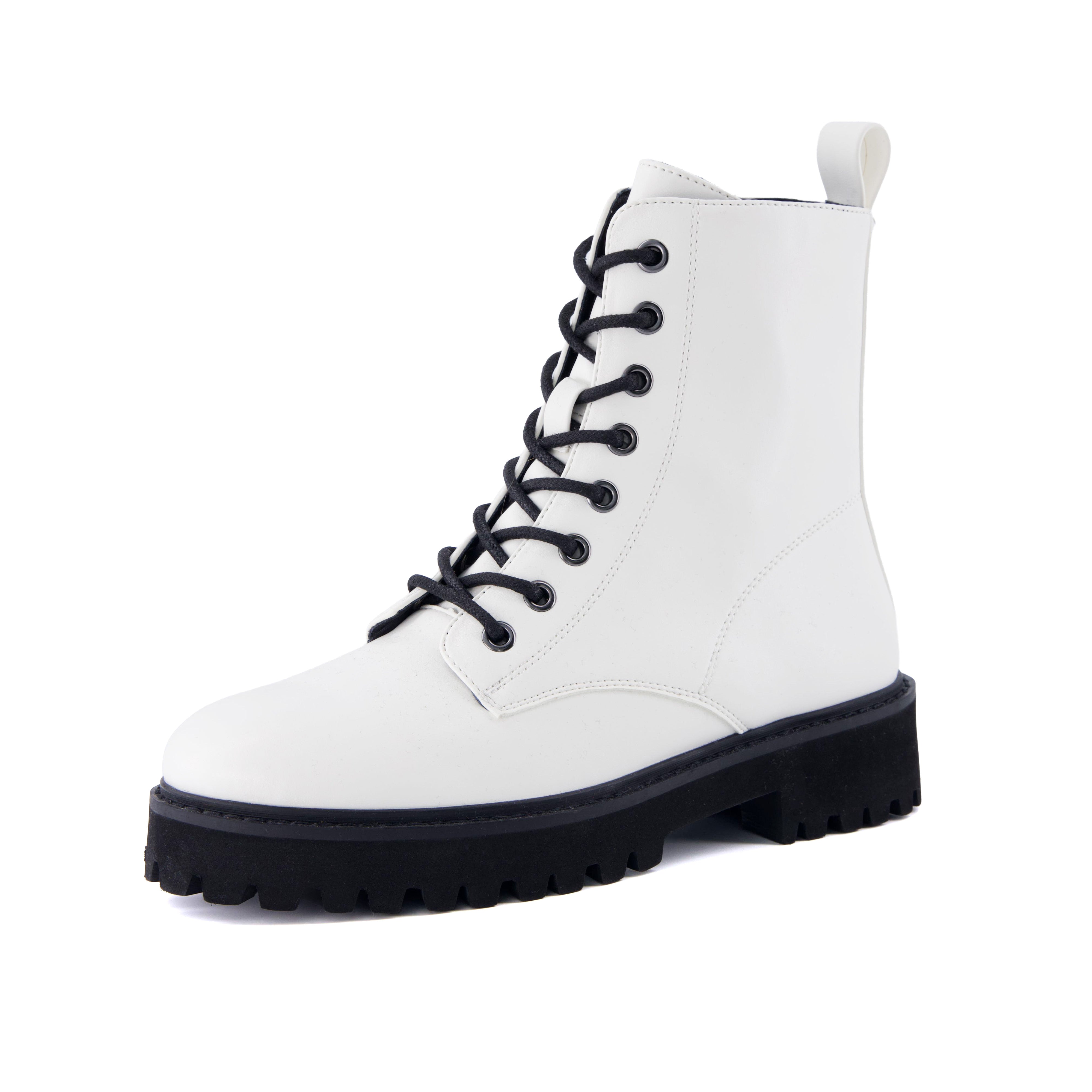 Ryker Vegan Leather Combat Boots White Medium