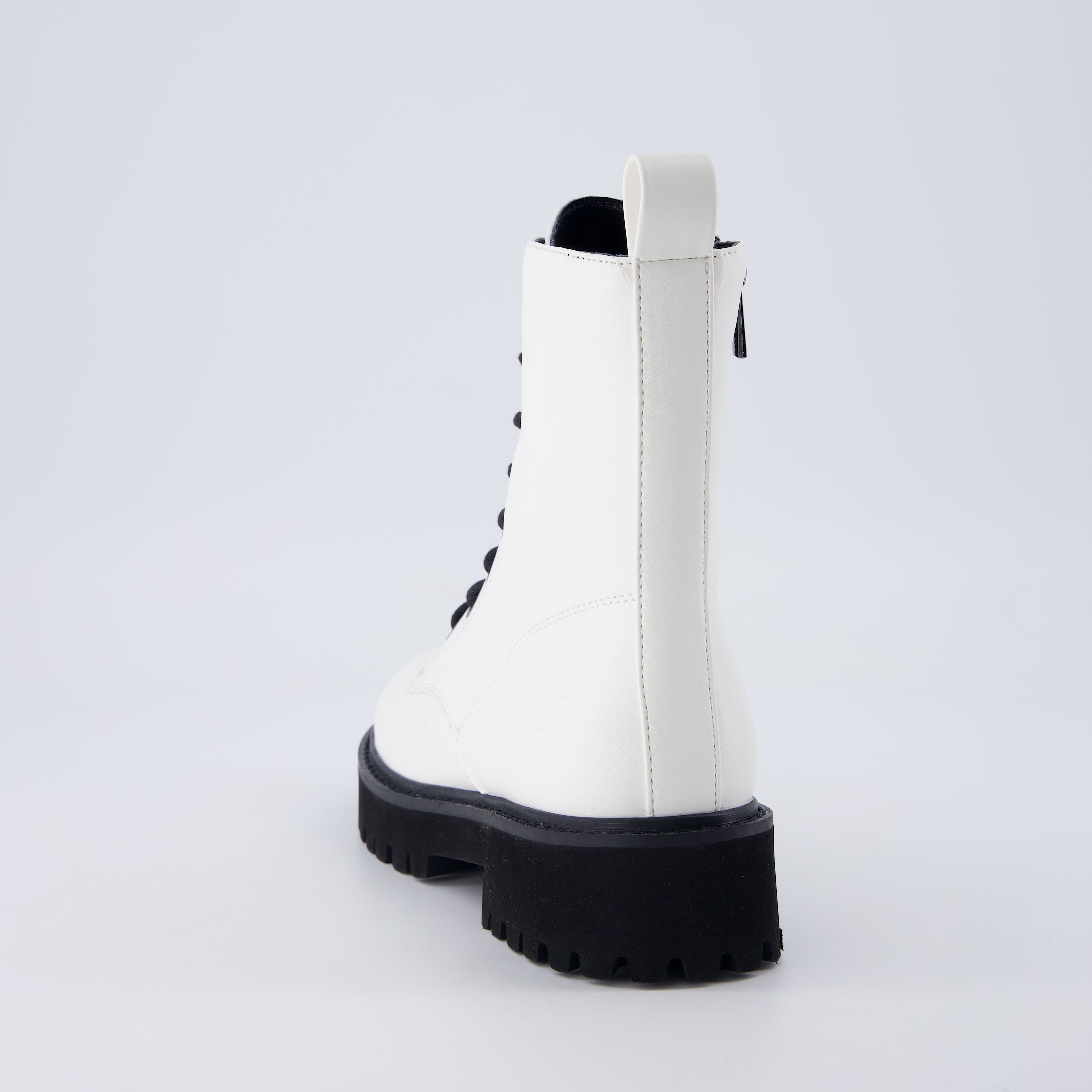 Ryker Vegan Leather Combat Boots White Medium
