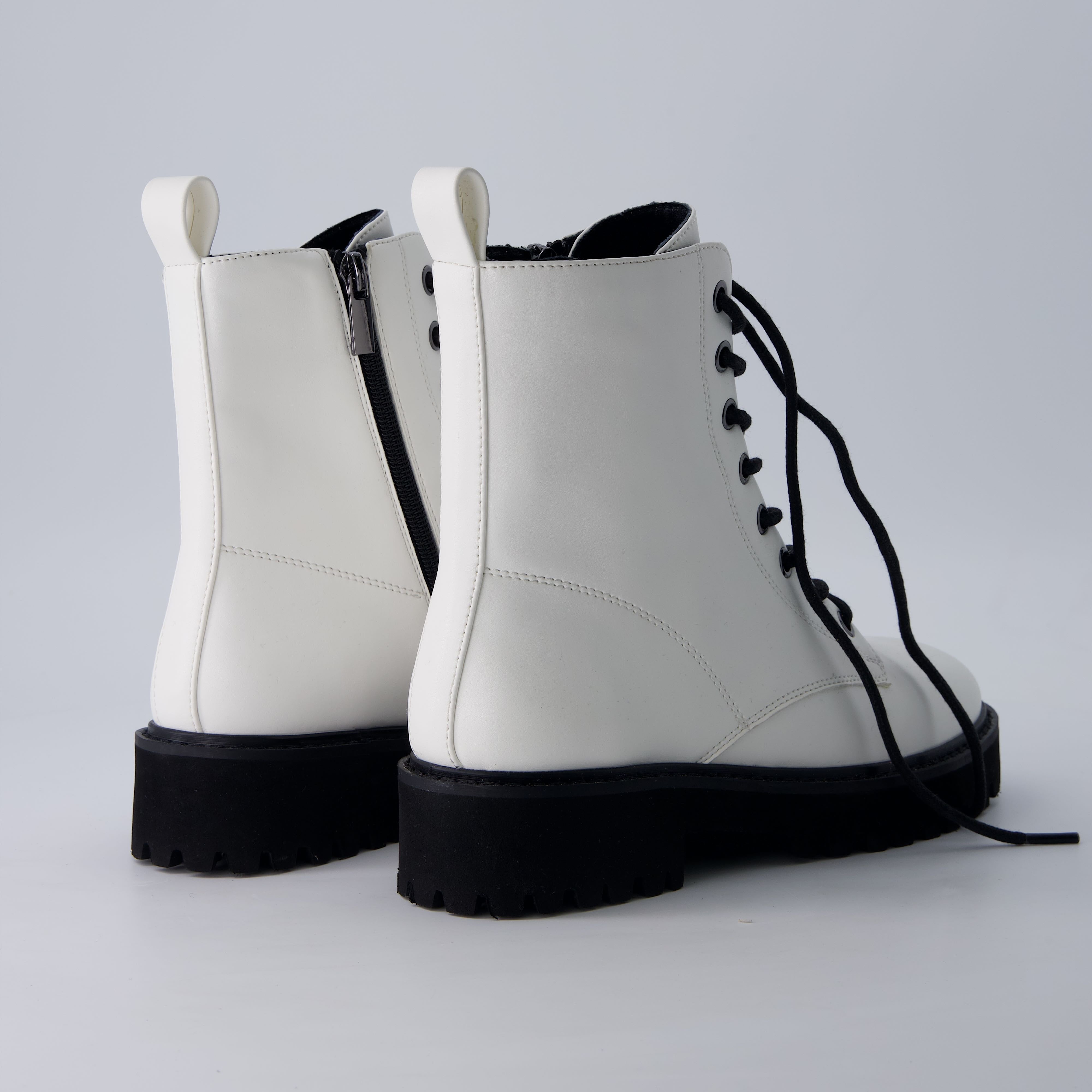 Ryker Vegan Leather Combat Boots White Medium