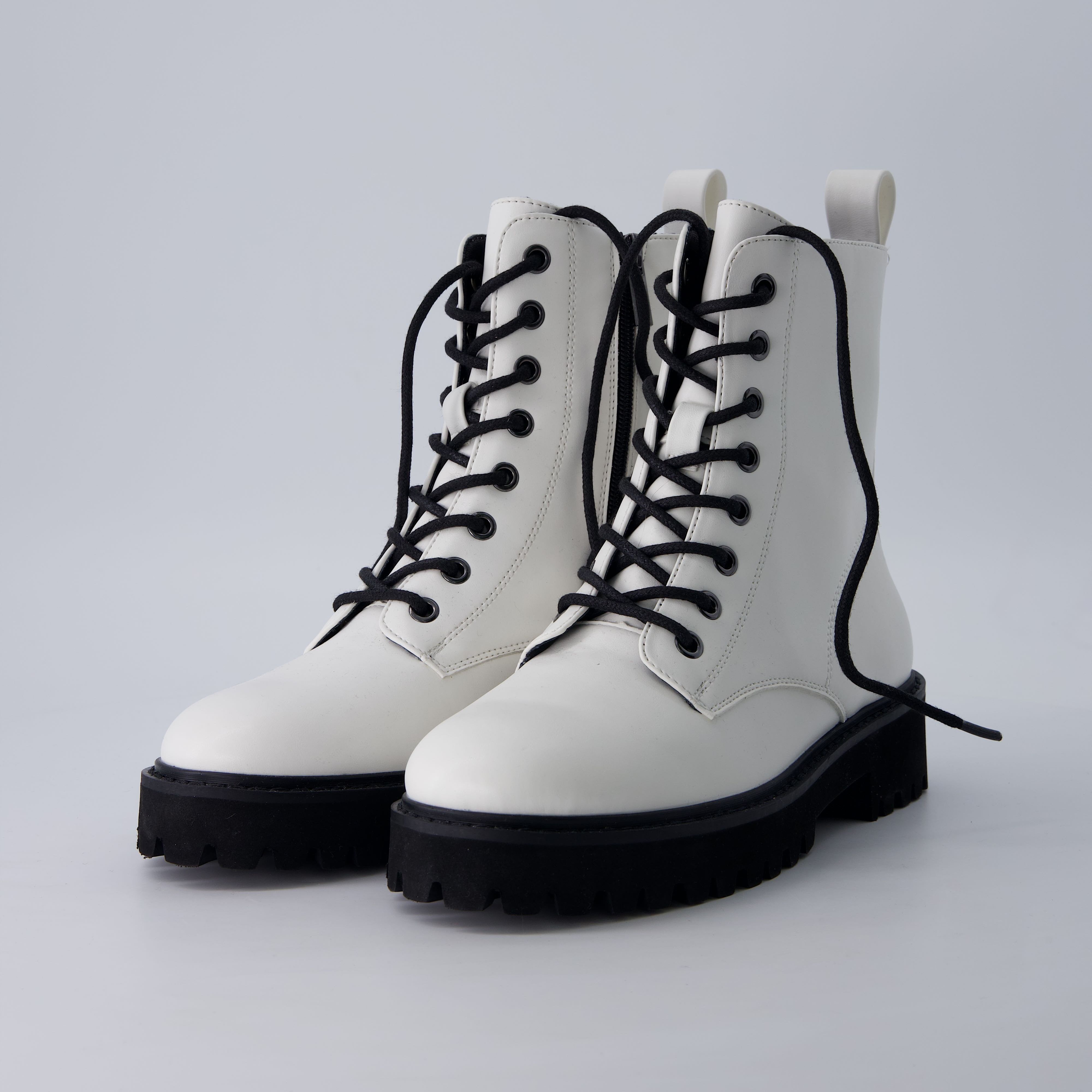 Ryker Vegan Leather Combat Boots White Medium