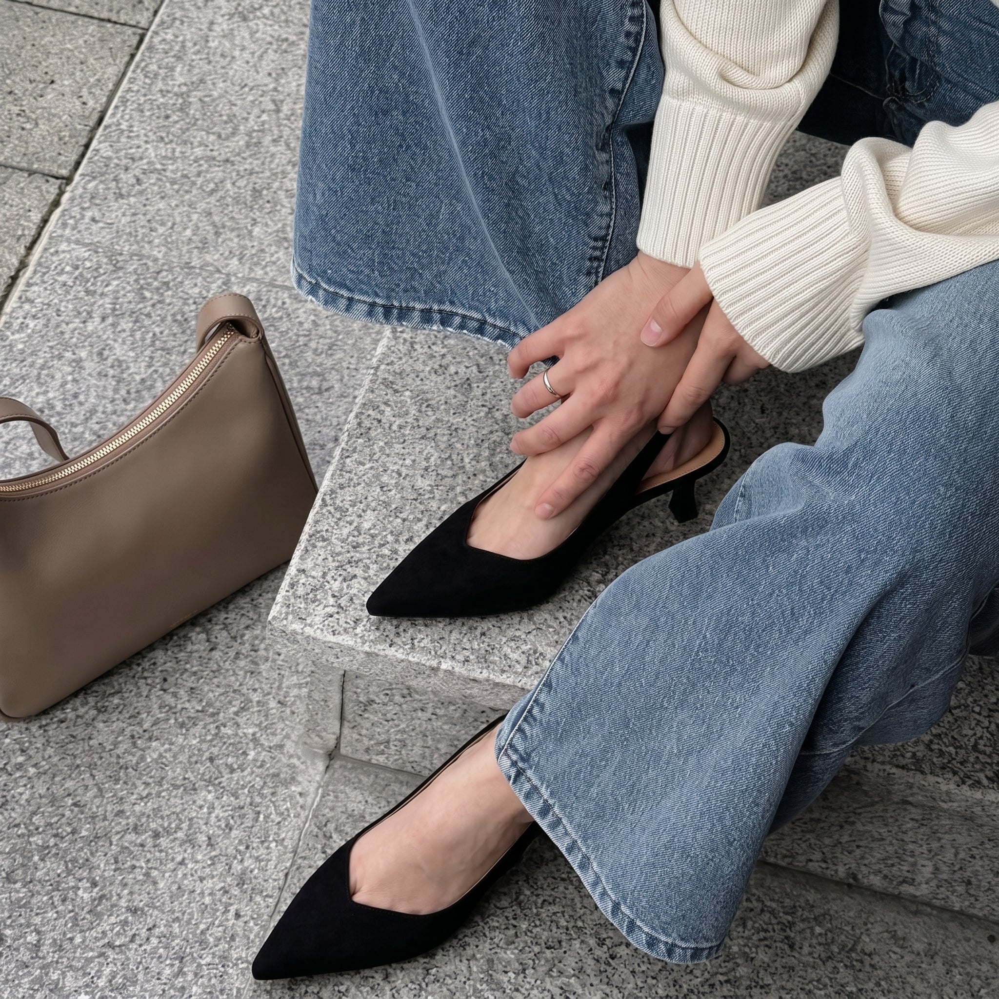 Saby Slingback Kitten Heels Smooth Nude Medium
