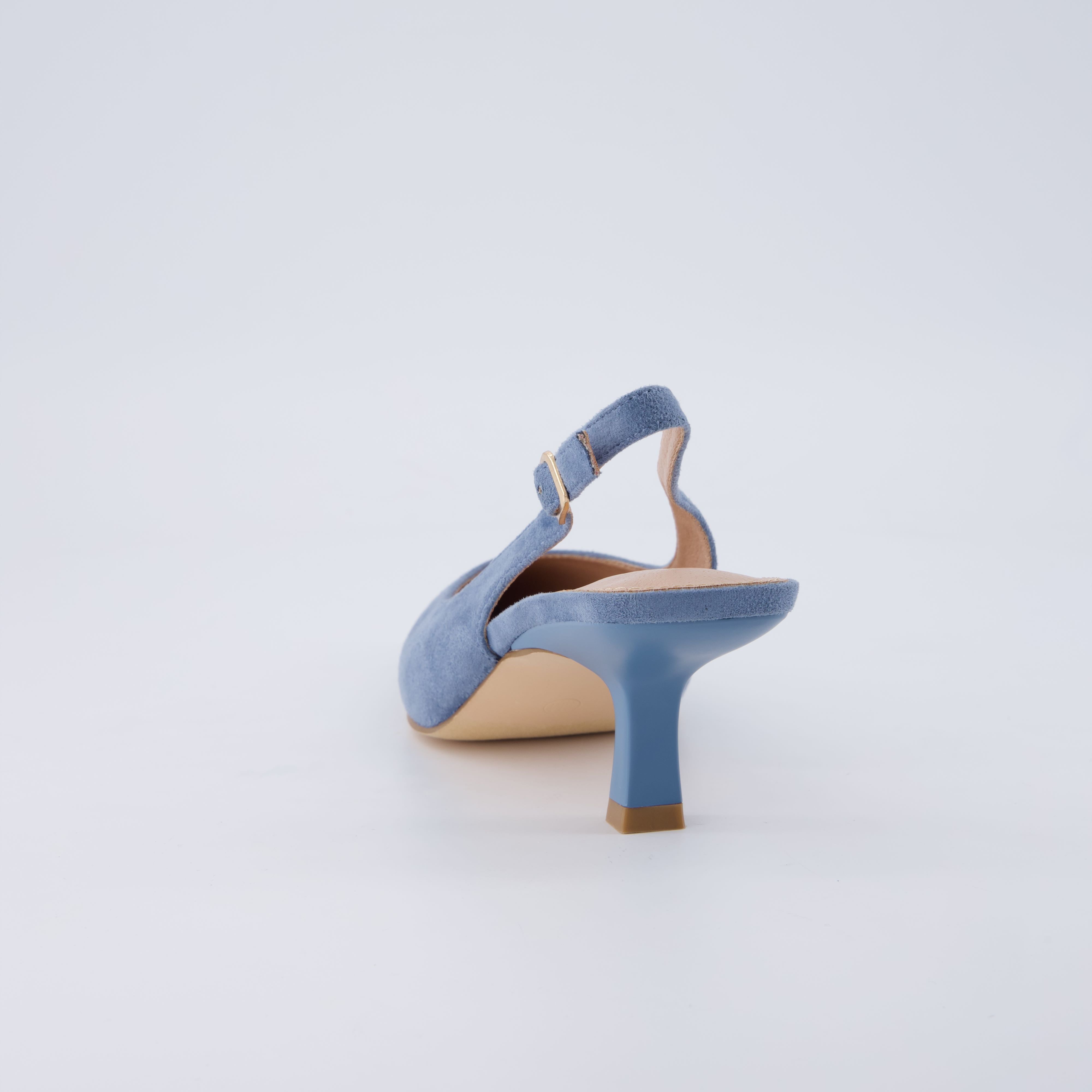 Saby Slingback Kitten Heels Microsuede Blue Medium