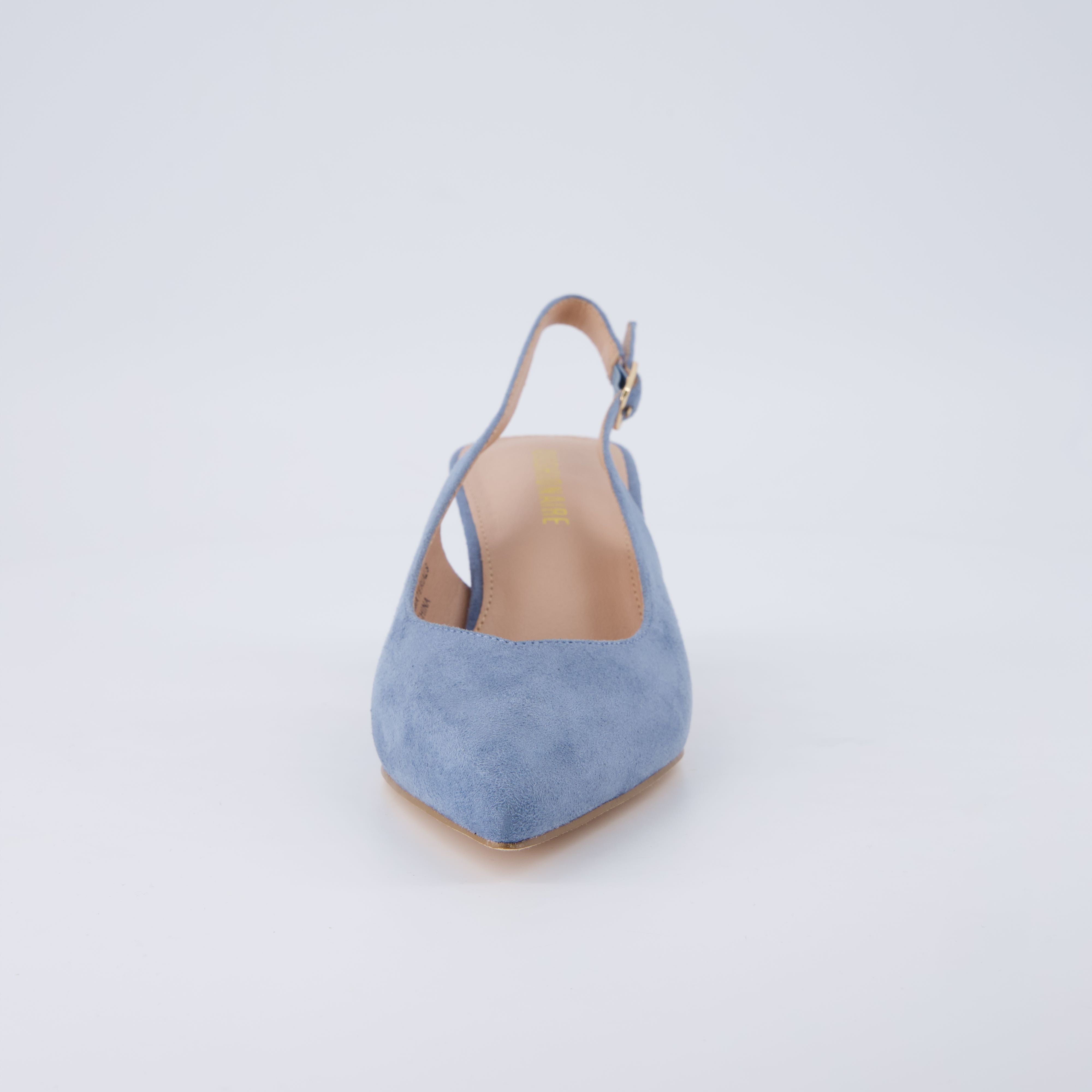 Saby Slingback Kitten Heels Microsuede Blue Medium