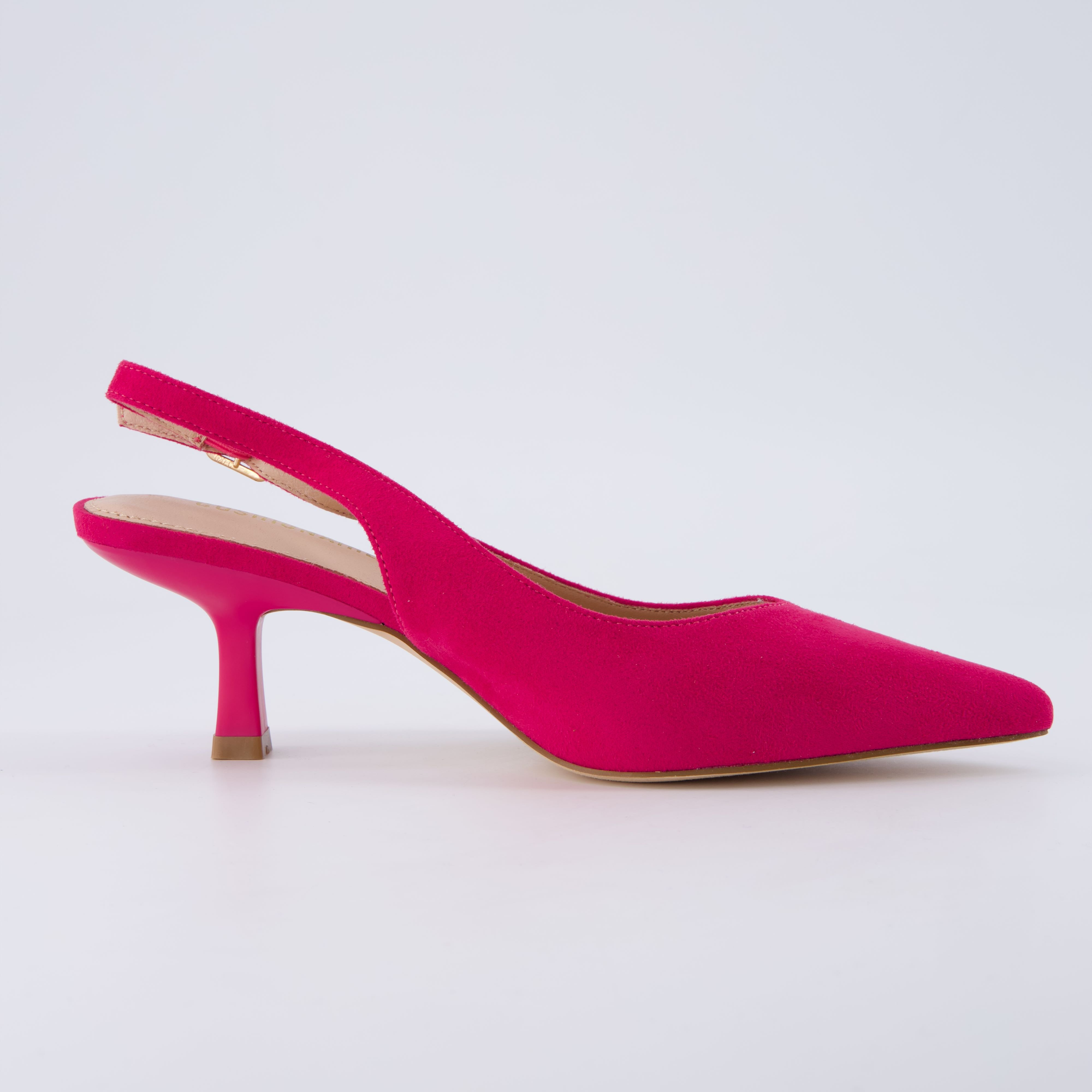 Saby Slingback Kitten Heels Microsuede Fuchsia Medium