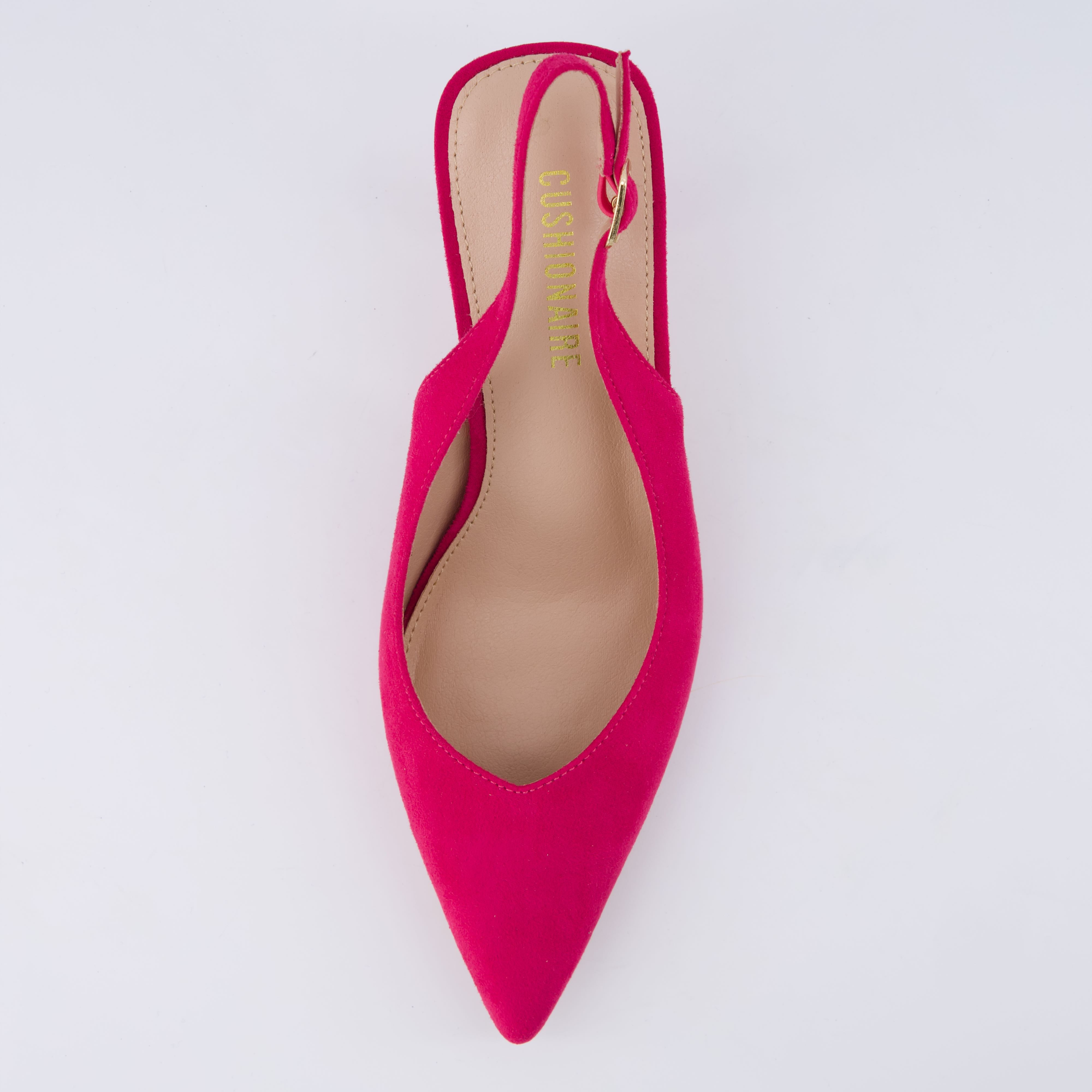 Saby Slingback Kitten Heels Microsuede Fuchsia Medium