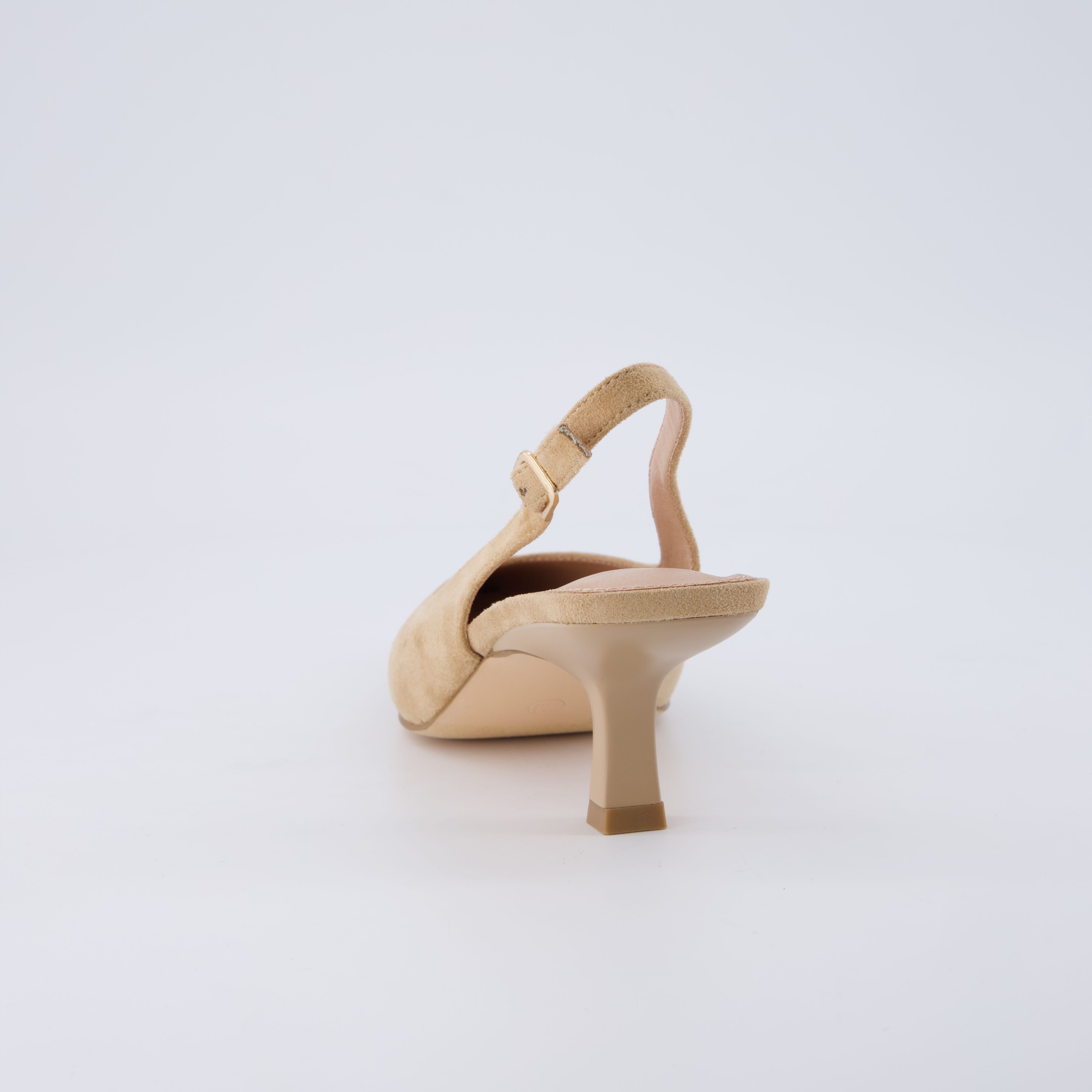 Saby Slingback Kitten Heels Microsuede Tan Medium