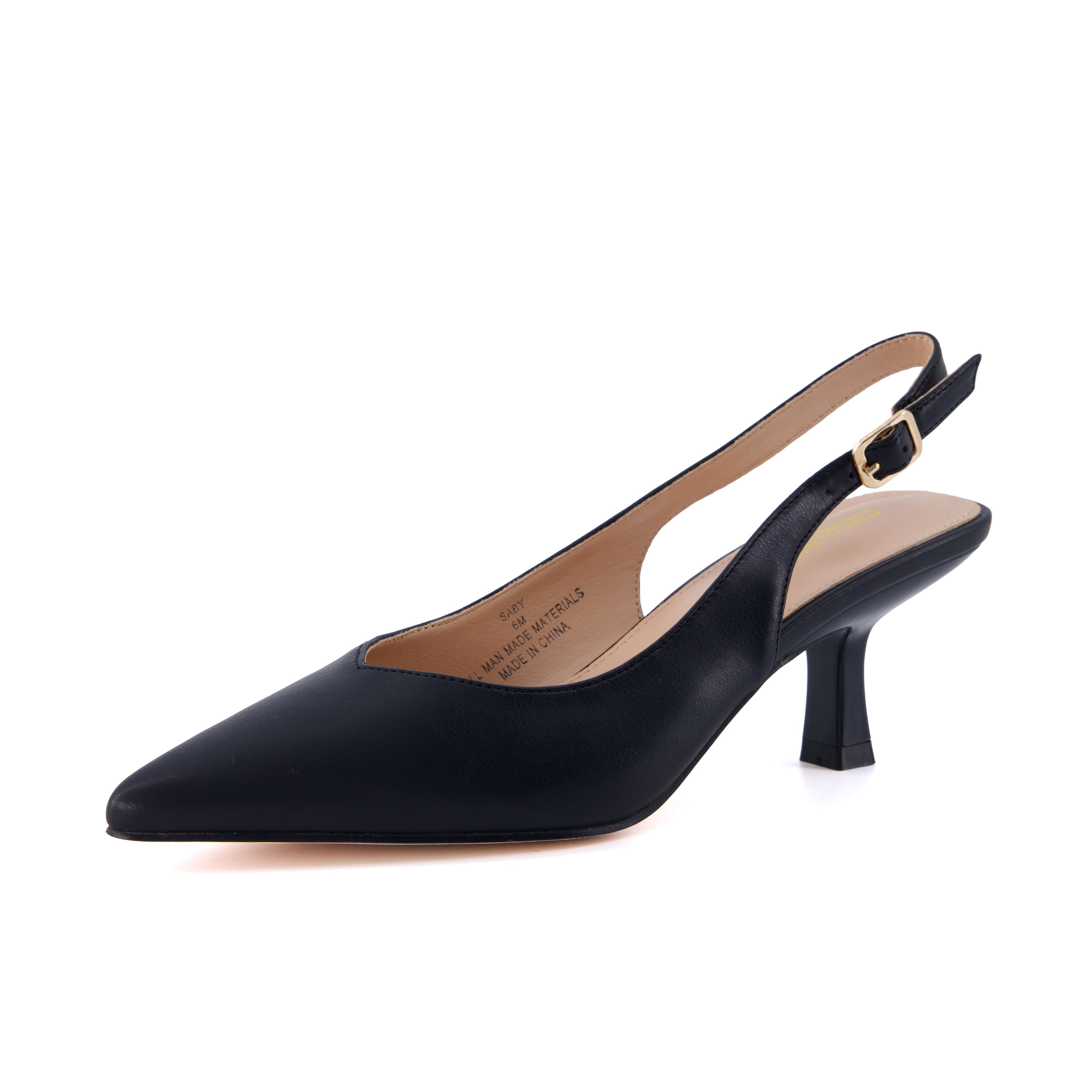 Saby Slingback Kitten Heels Microsuede Black Medium