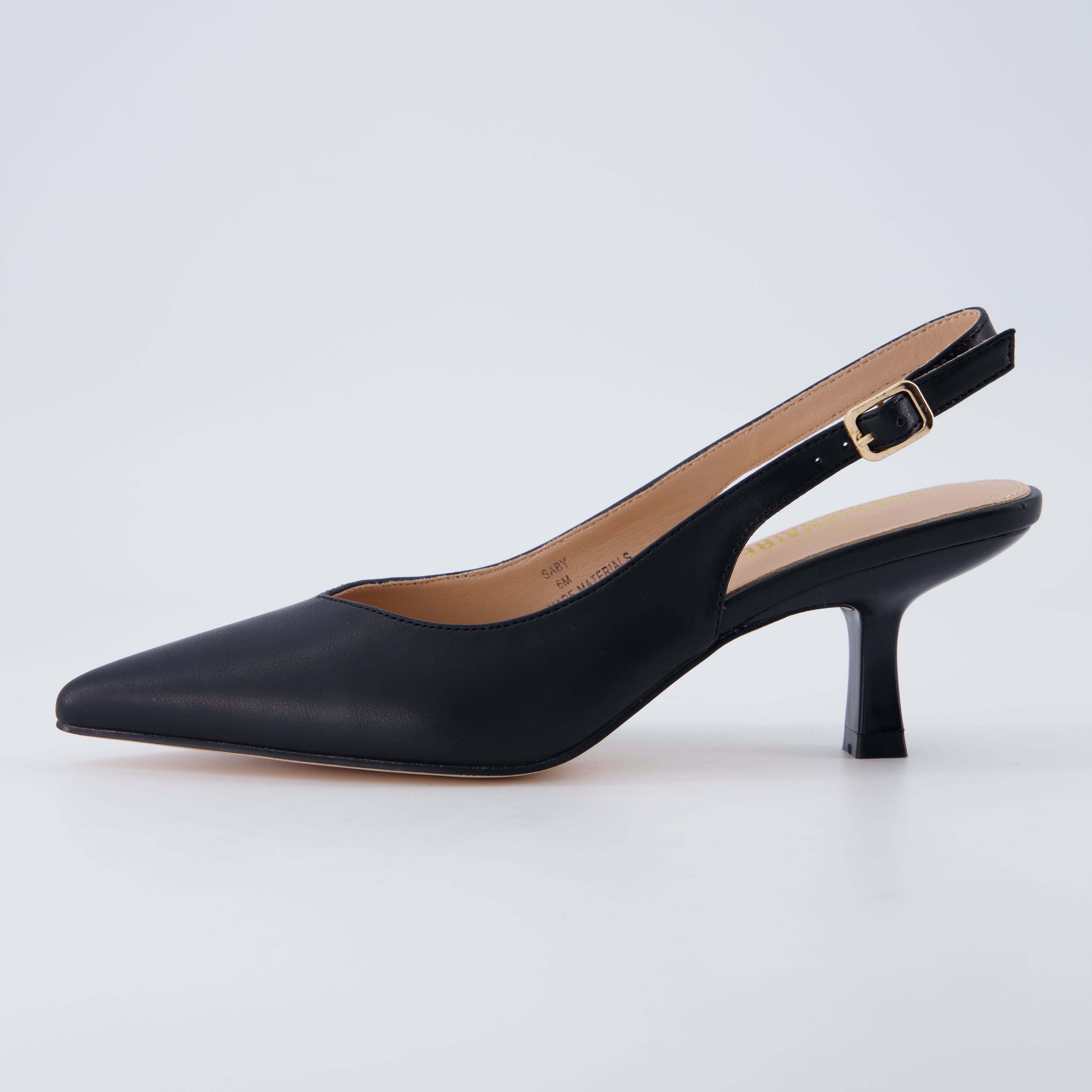 Saby Slingback Kitten Heels Microsuede Black Medium