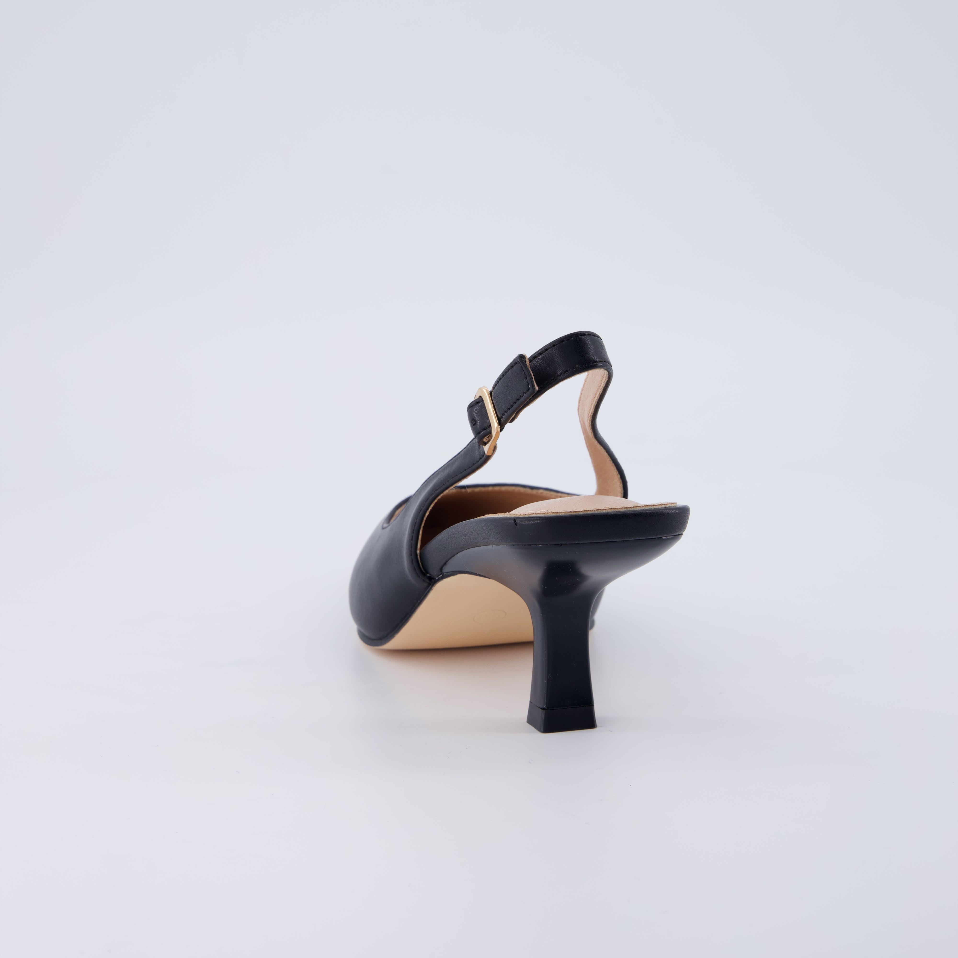 Saby Slingback Kitten Heels Microsuede Black Medium
