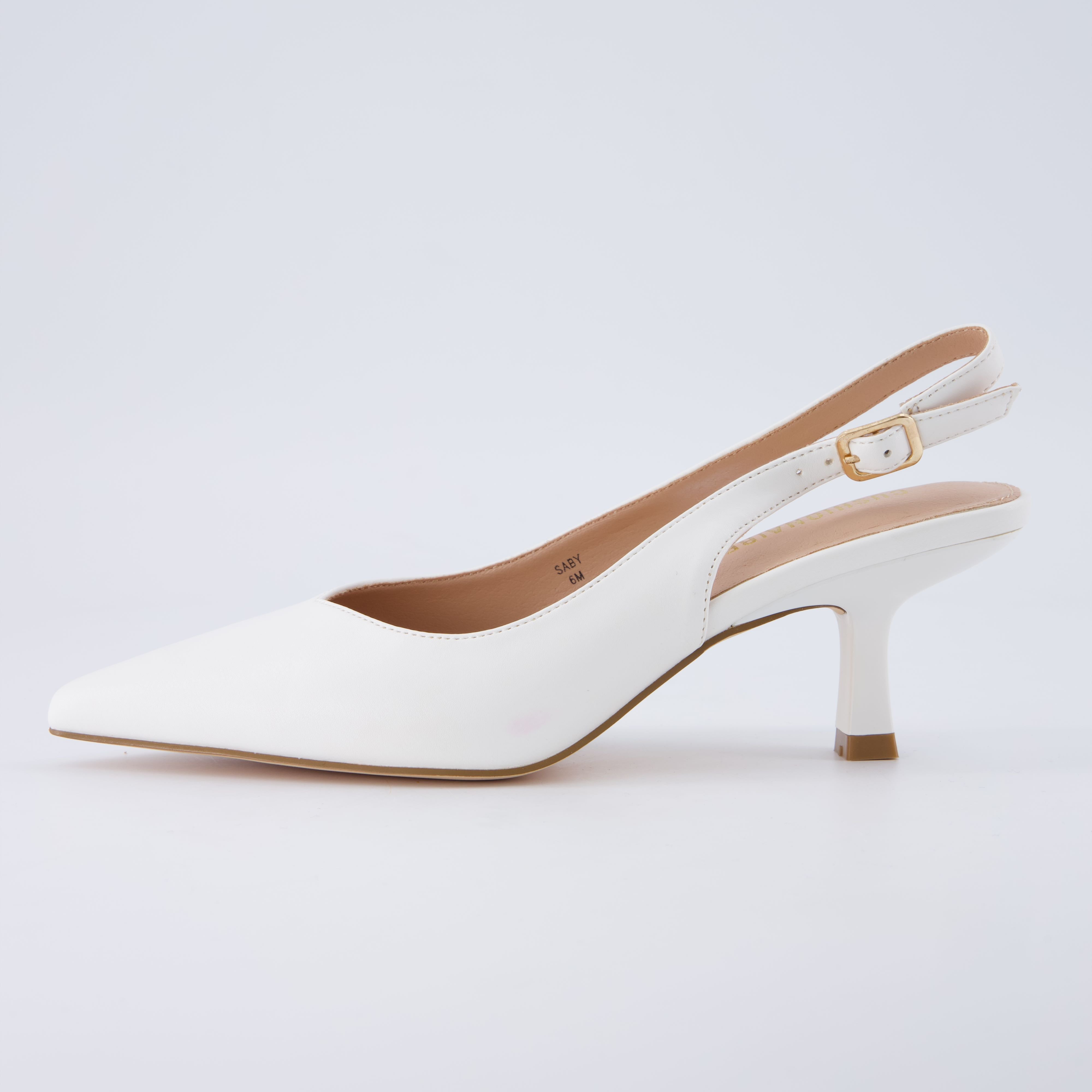 Saby Slingback Kitten Heels Smooth Ivory Medium