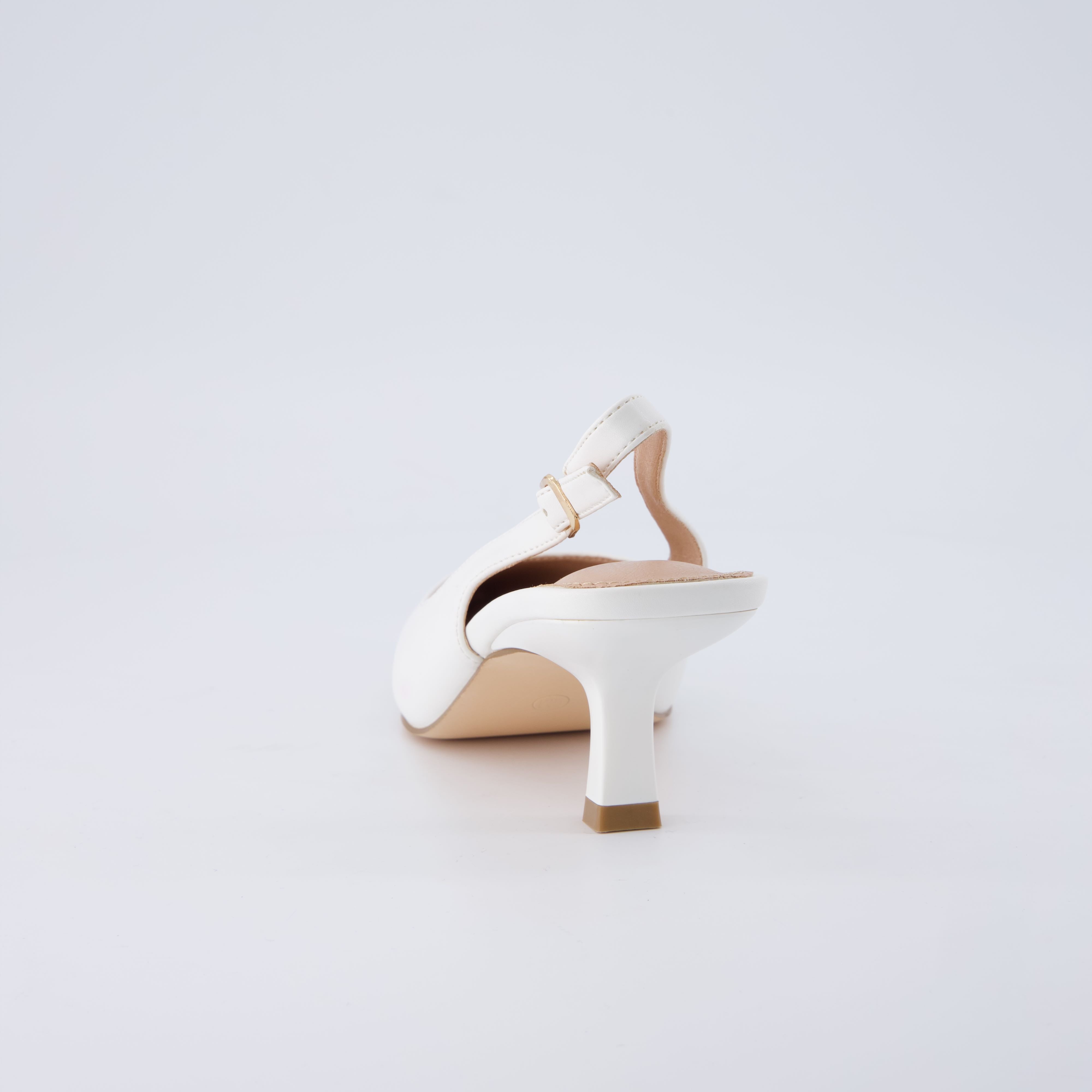 Saby Slingback Kitten Heels Smooth Ivory Medium