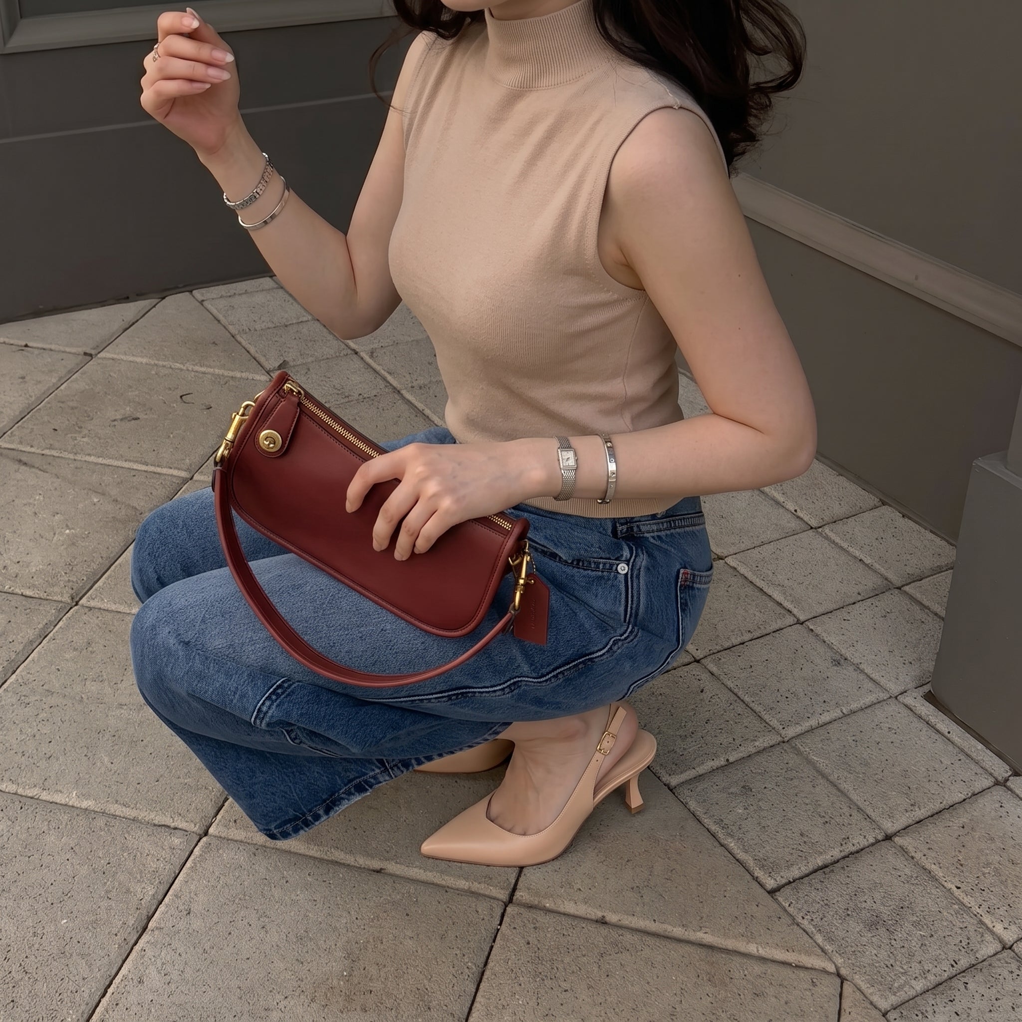Saby Slingback Kitten Heels Smooth Nude Medium