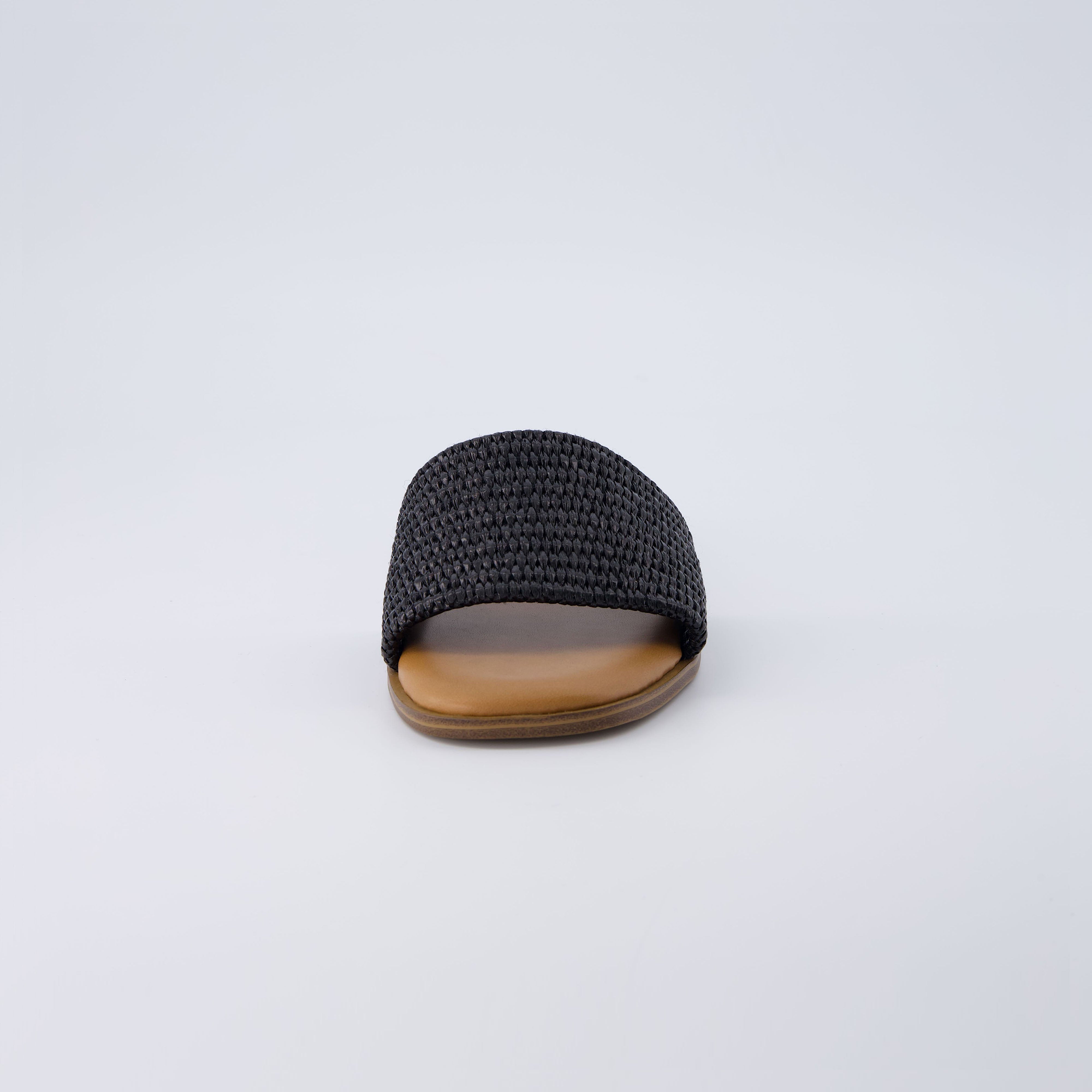 Sesame Raffia Slide Sandal Black