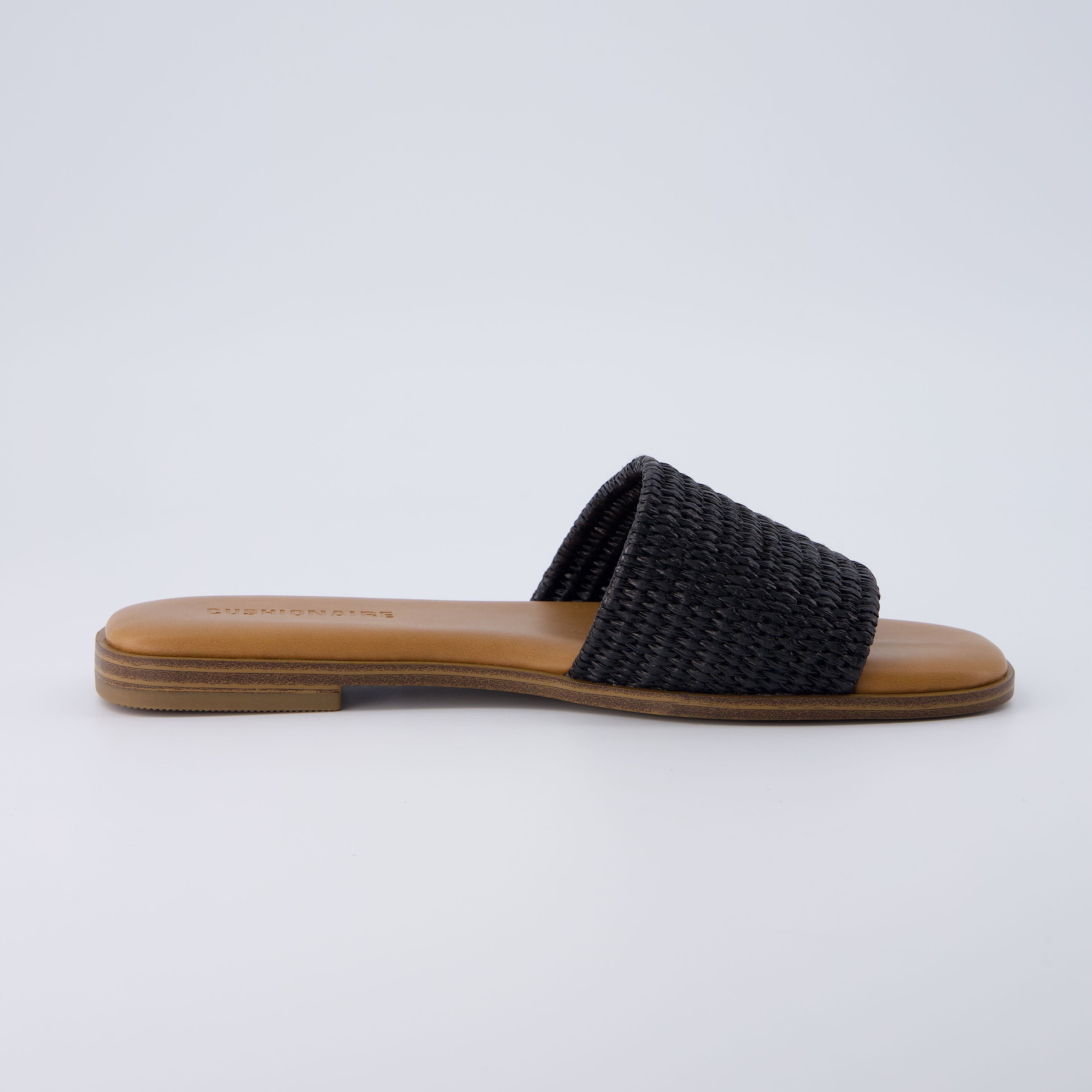 Sesame Raffia Slide Sandal Black
