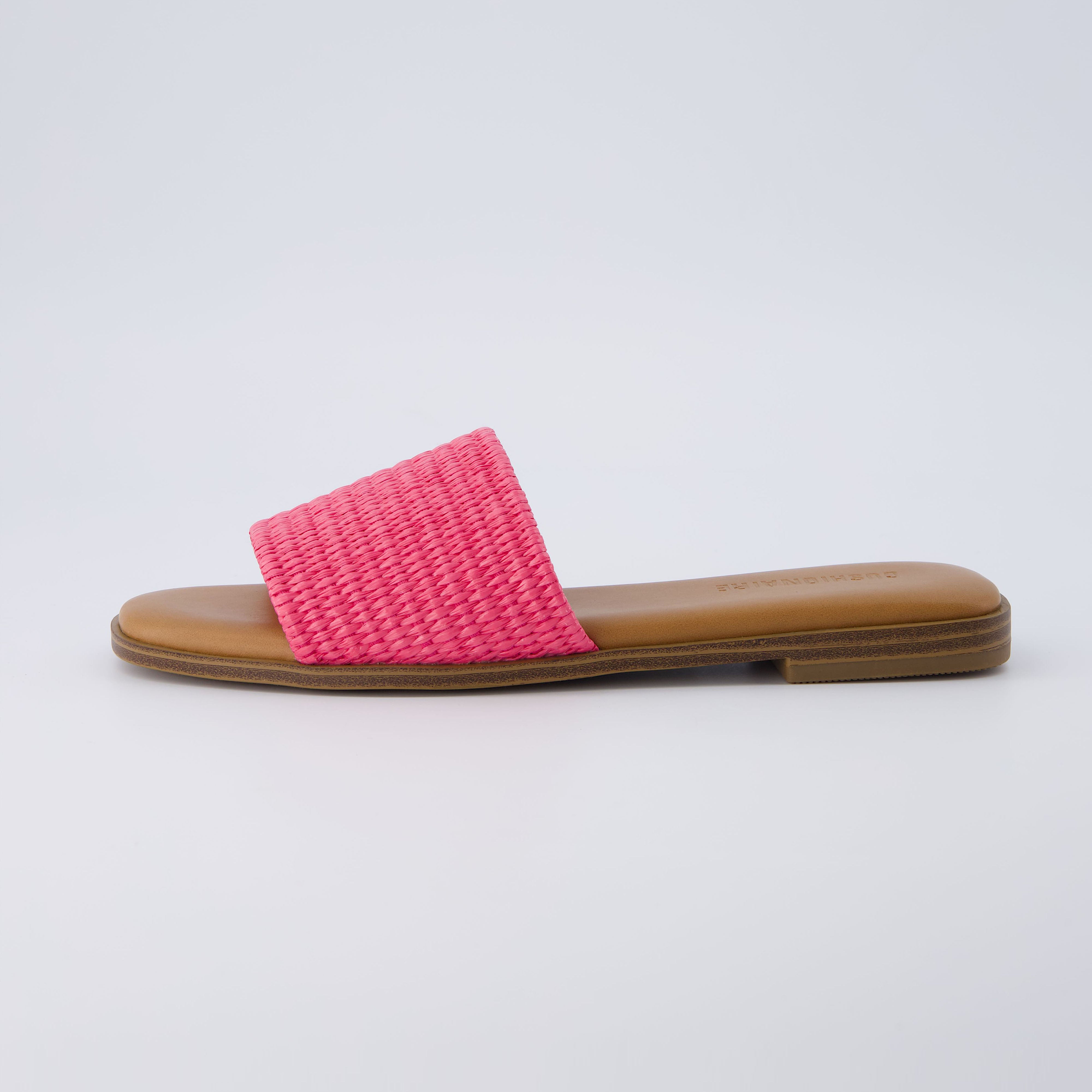 Sesame Raffia Slide Sandal Fuchsia