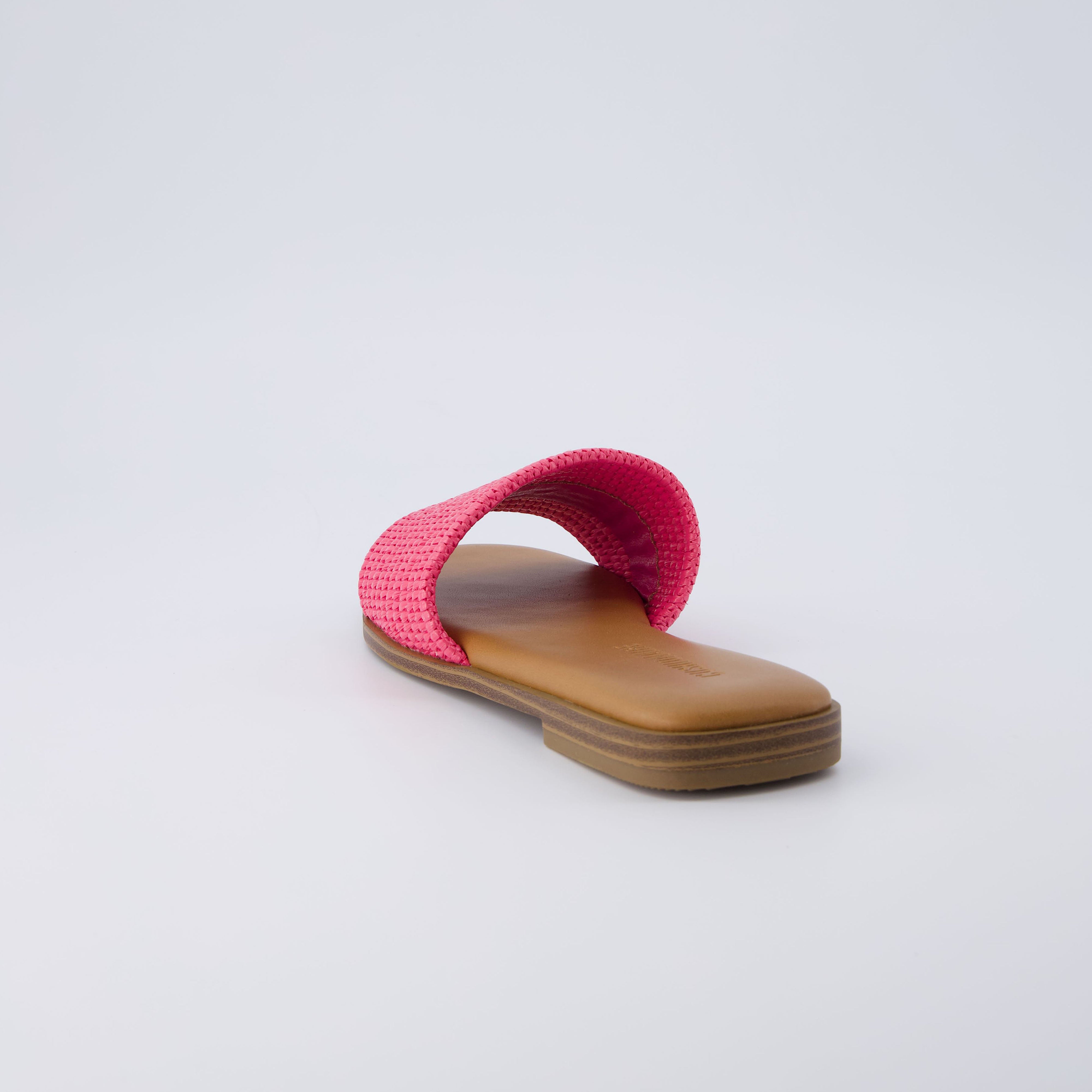 Sesame Raffia Slide Sandal Fuchsia