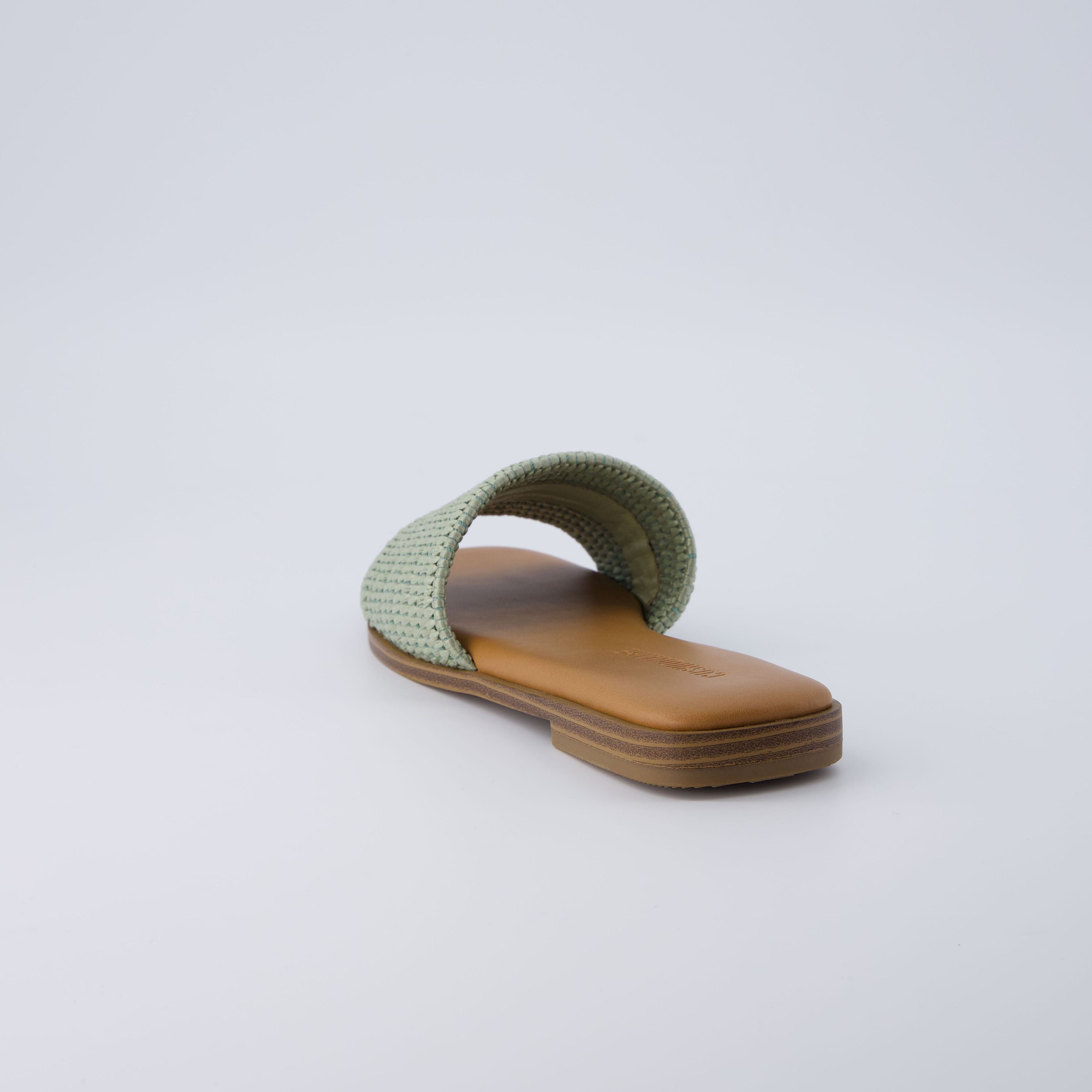 Sesame Raffia Slide Sandal Sage