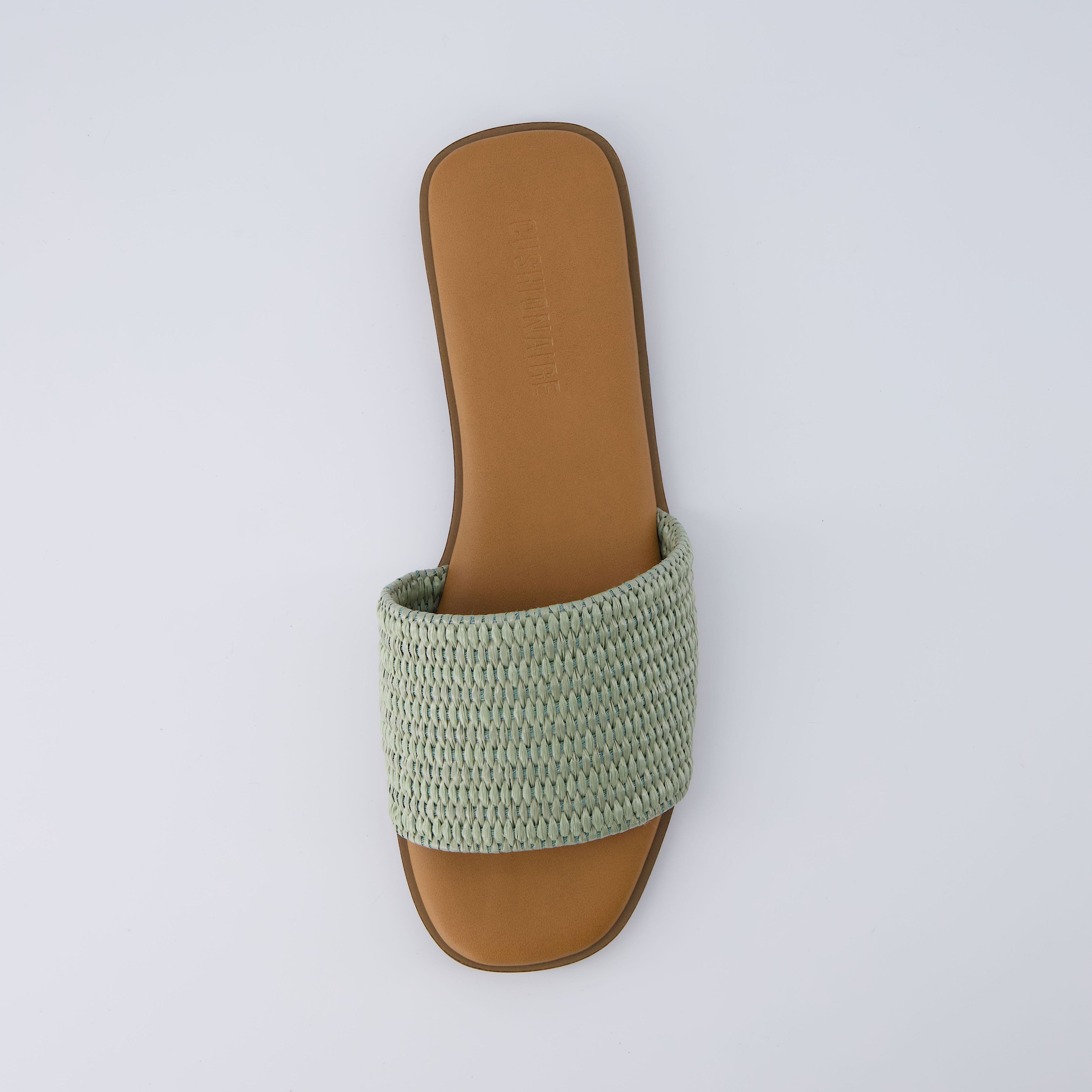 Sesame Raffia Slide Sandal Sage