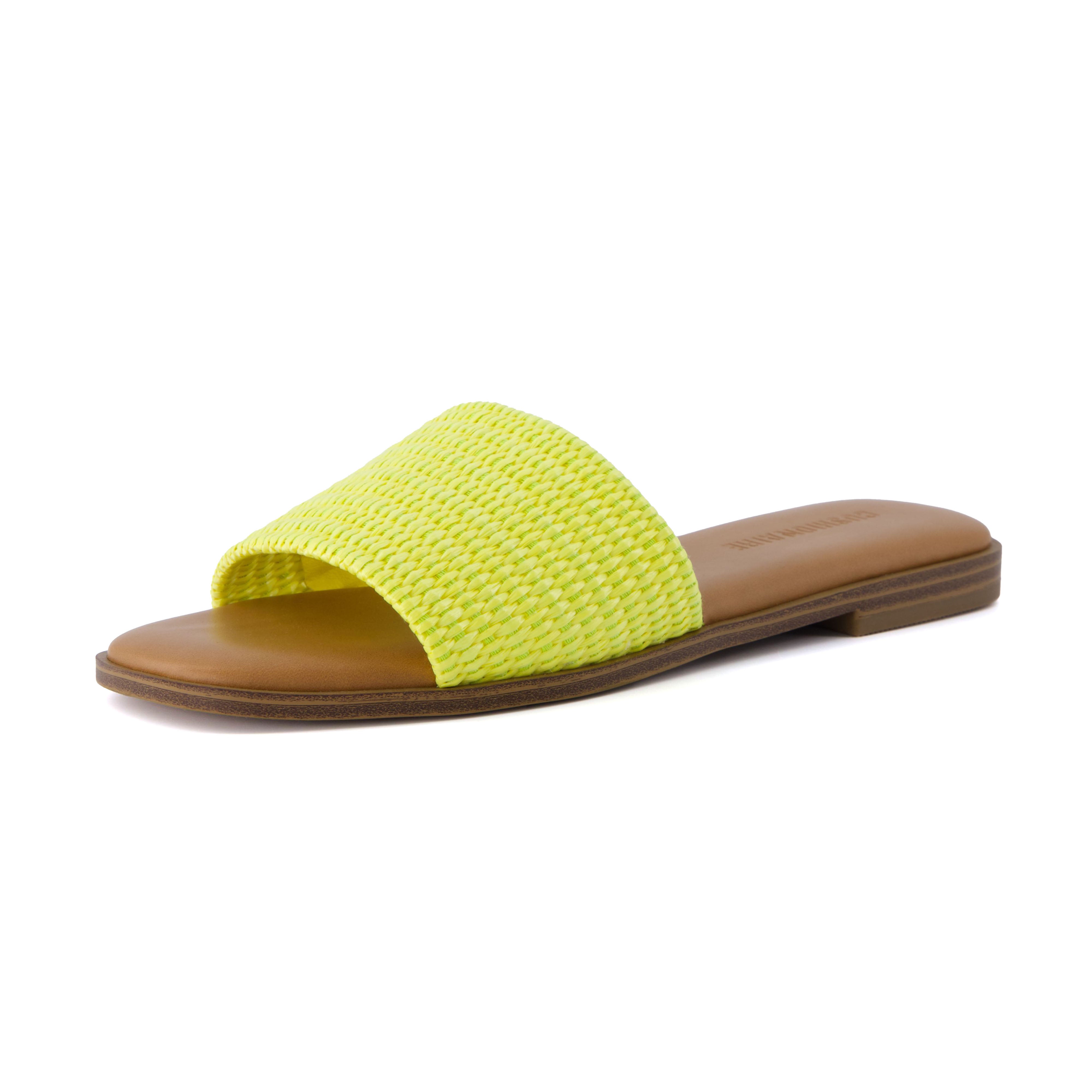 Sesame Raffia Slide Sandal Yellow
