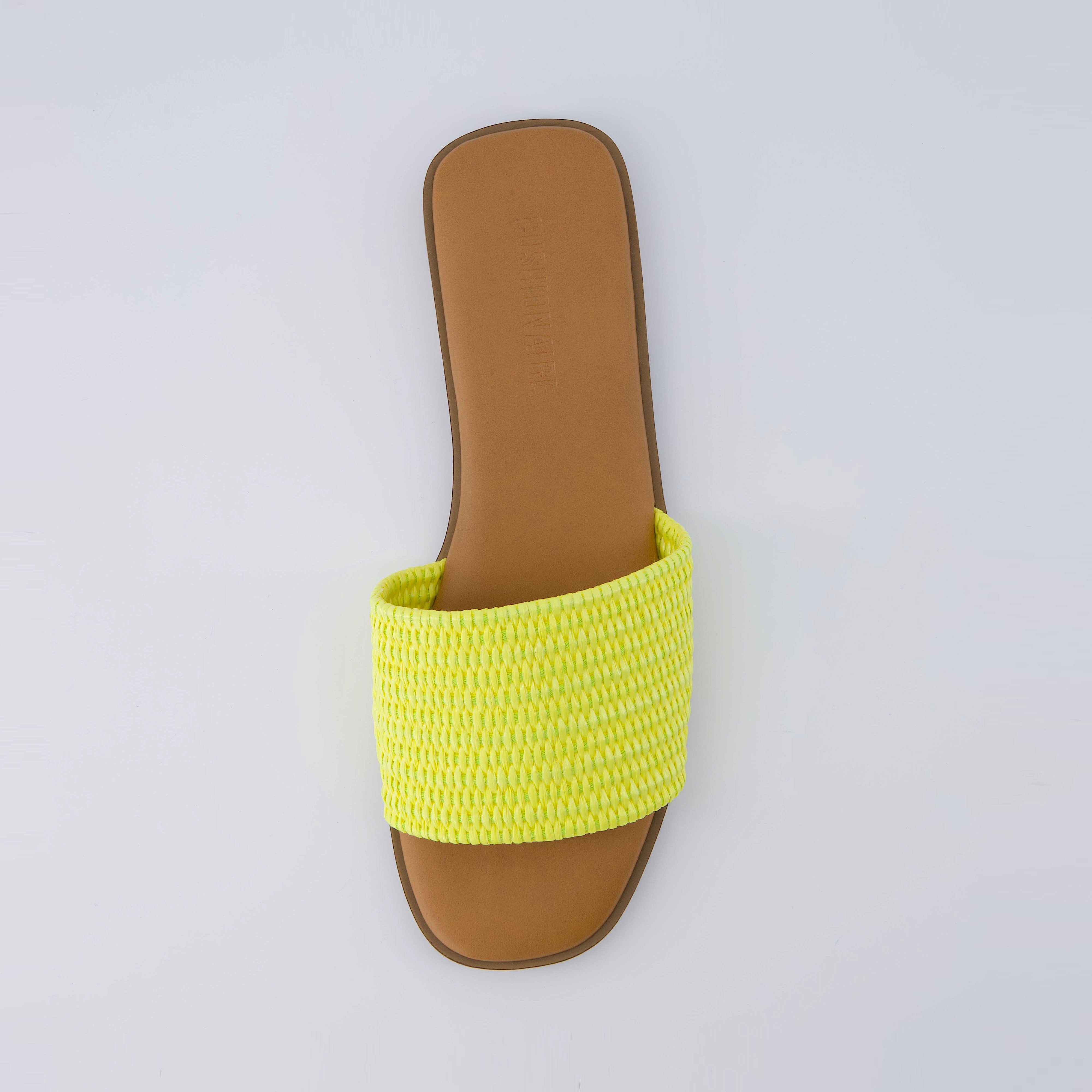 Sesame Raffia Slide Sandal Yellow