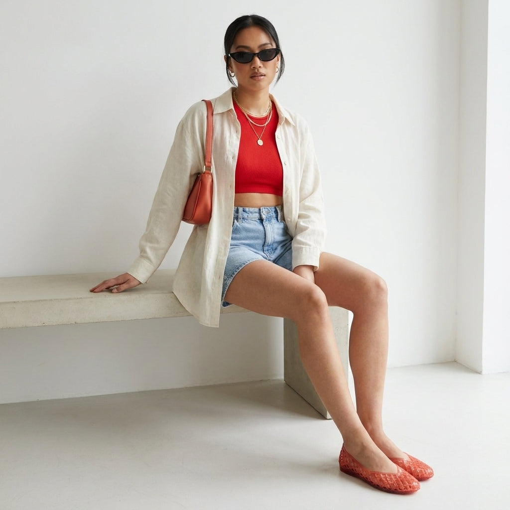Siesta Lattice Ballet Flats Red Medium