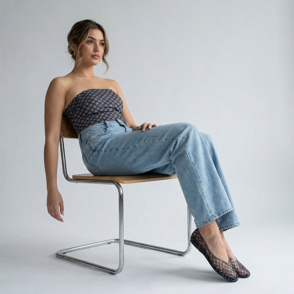 Siesta Lattice Ballet Flats Smoke Medium